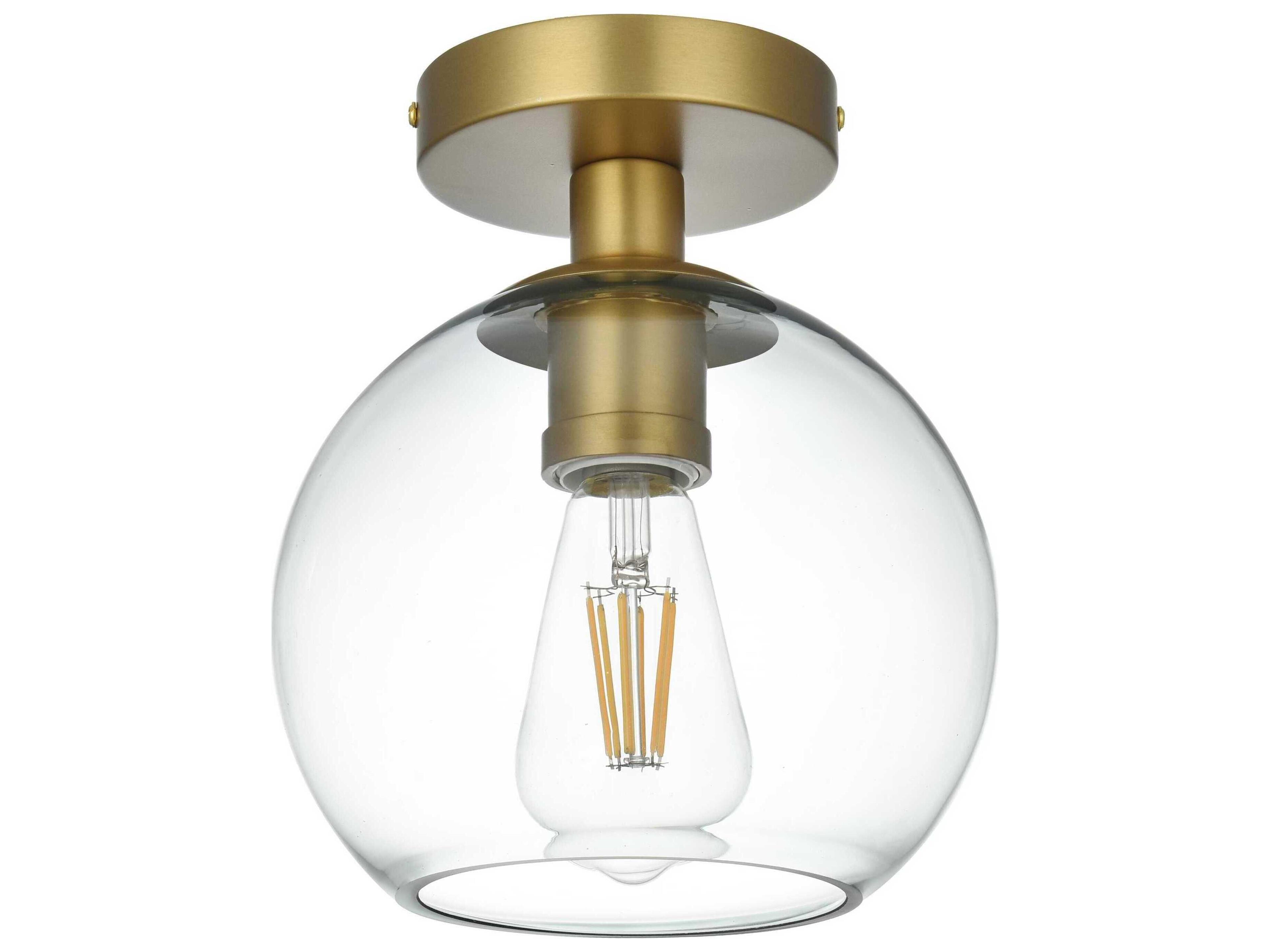 Elegant Lighting Baxter 1-Light Satin Gold Globe Semi Flush Mount