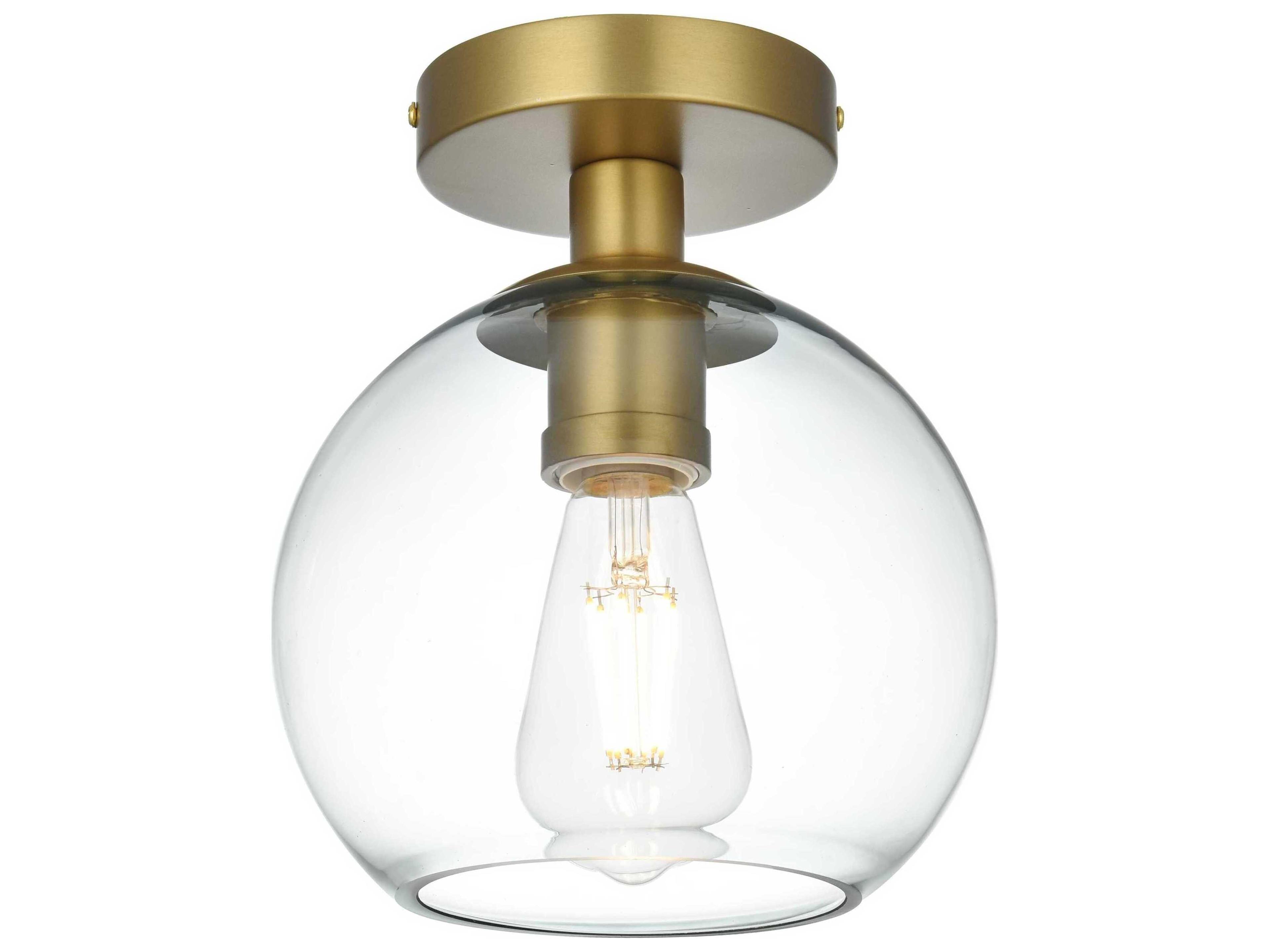 Elegant Lighting Baxter 1-Light Satin Gold Globe Semi Flush Mount