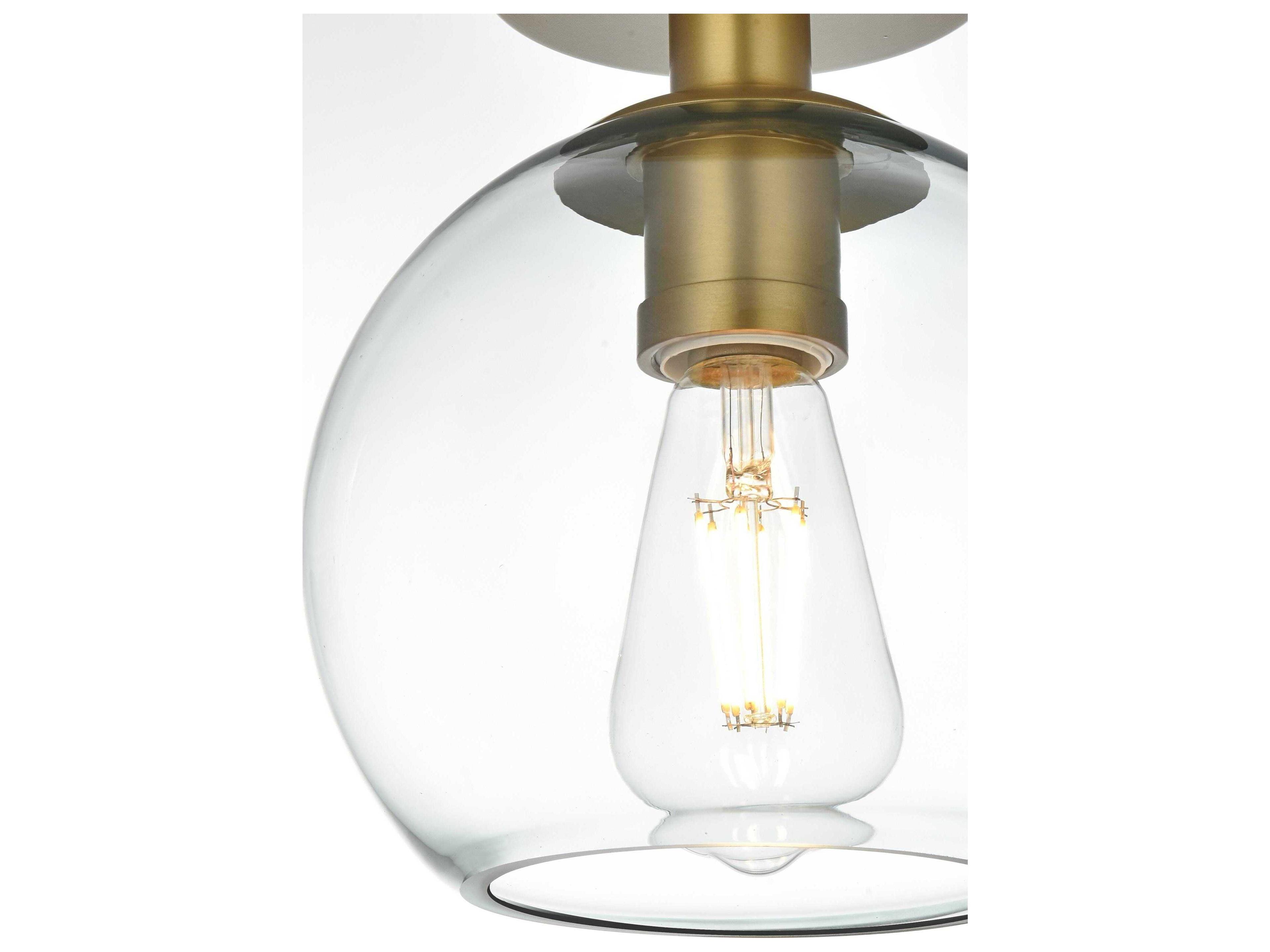 Elegant Lighting Baxter 1-Light Satin Gold Globe Semi Flush Mount