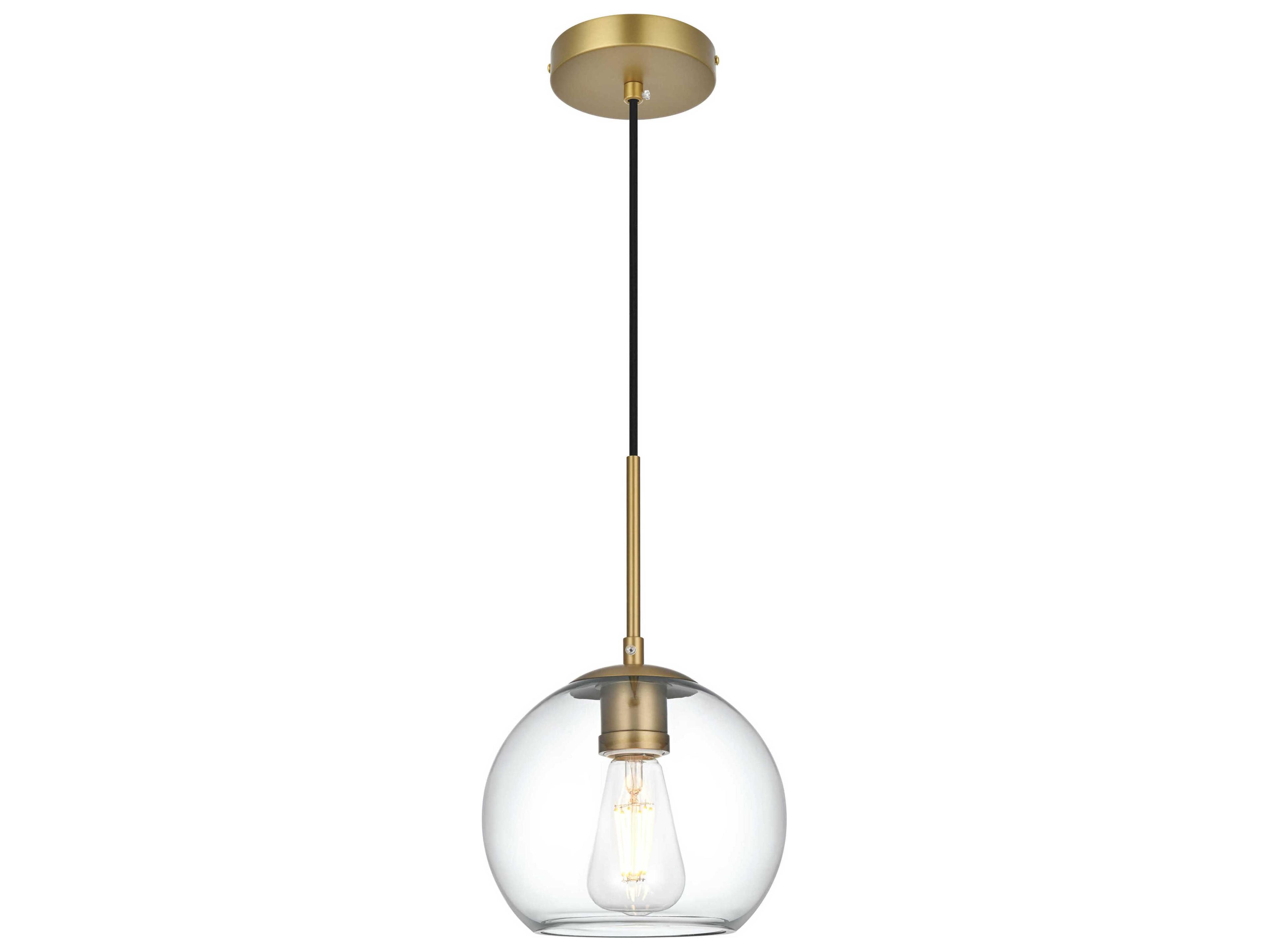 Elegant Lighting Baxter 1-Light Satin Gold Globe Mini Pendant