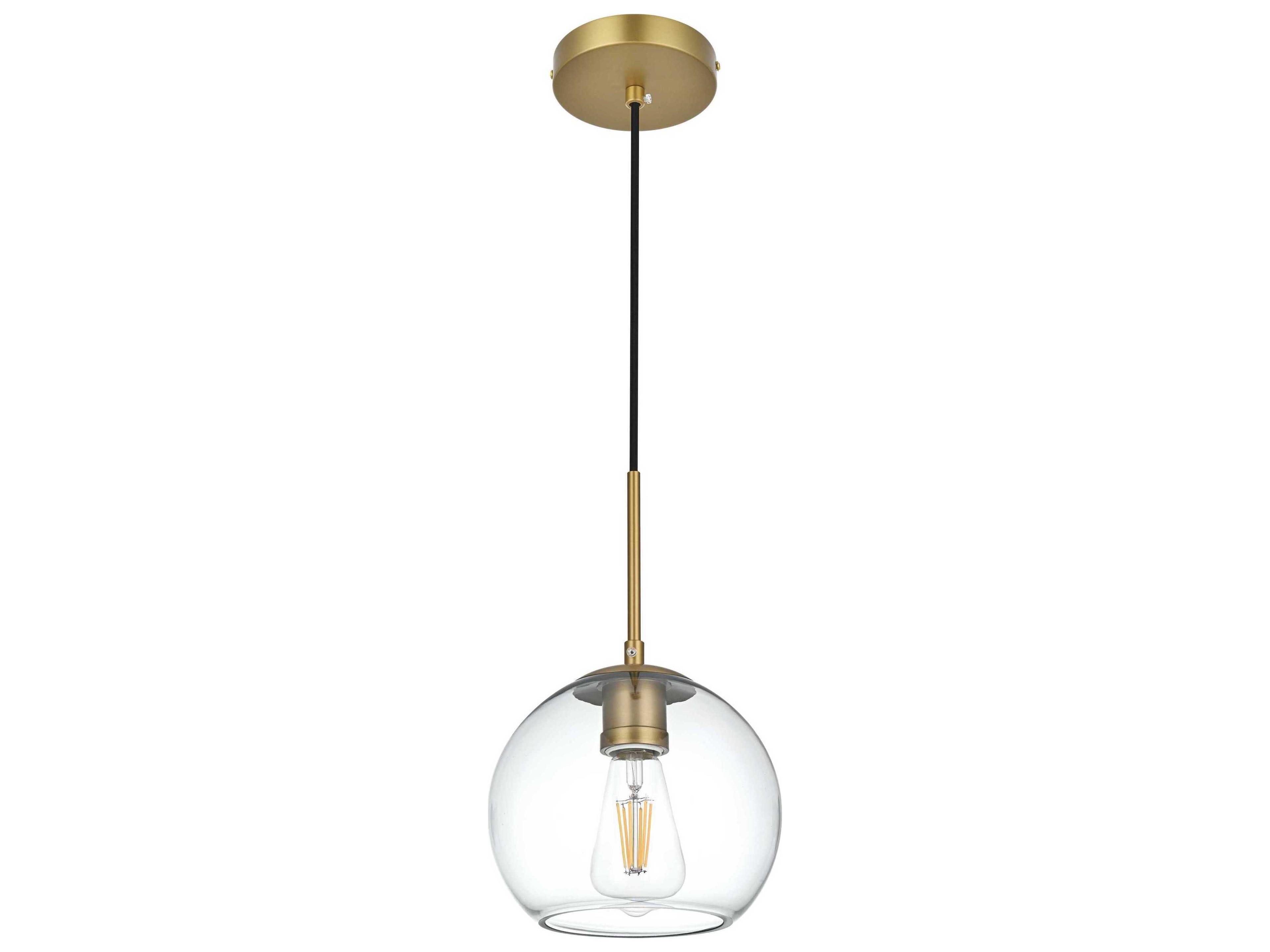 Elegant Lighting Baxter 1-Light Satin Gold Globe Mini Pendant