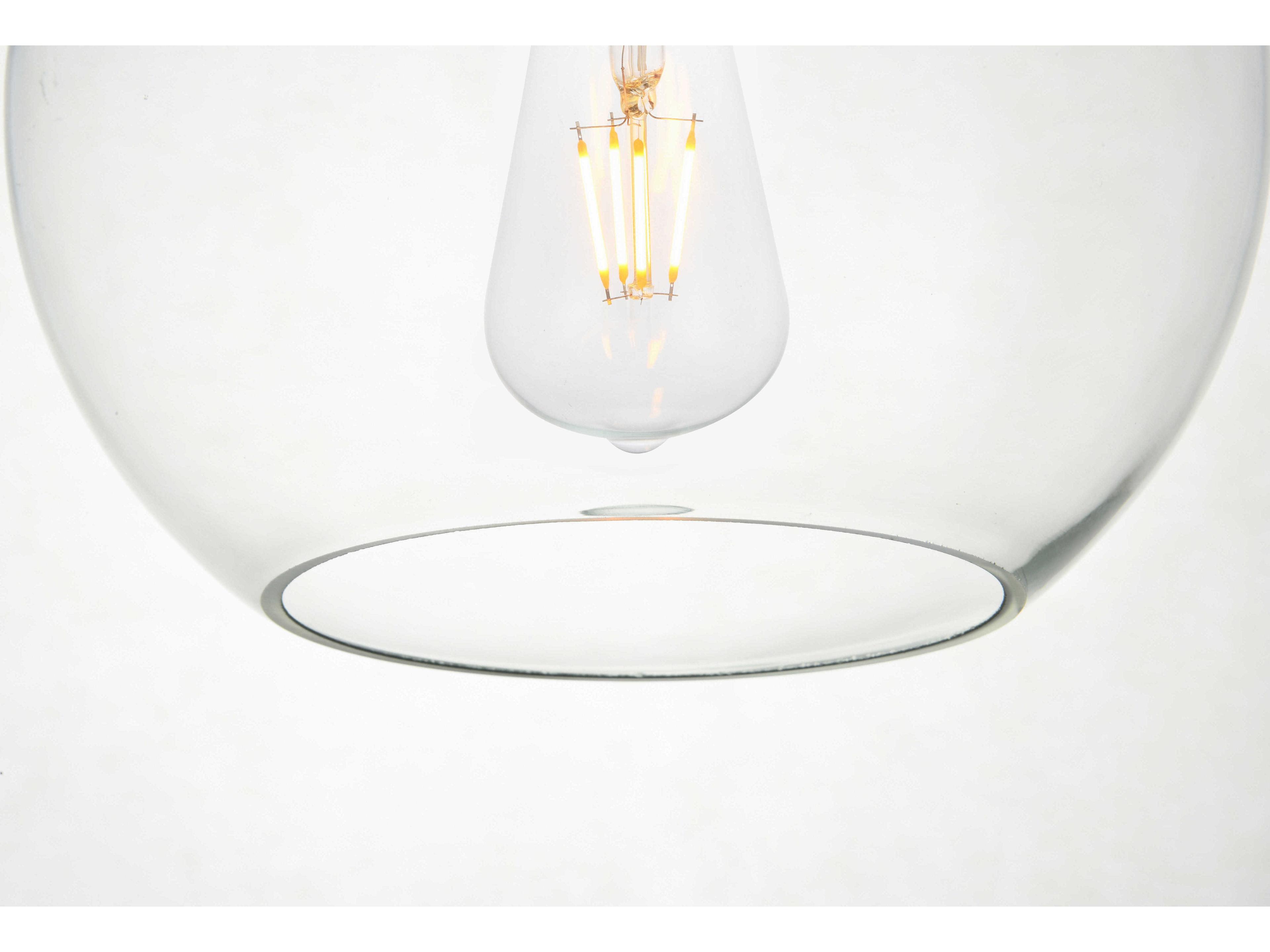 Elegant Lighting Baxter 3-Light Black And Clear Glass Globe Pendant