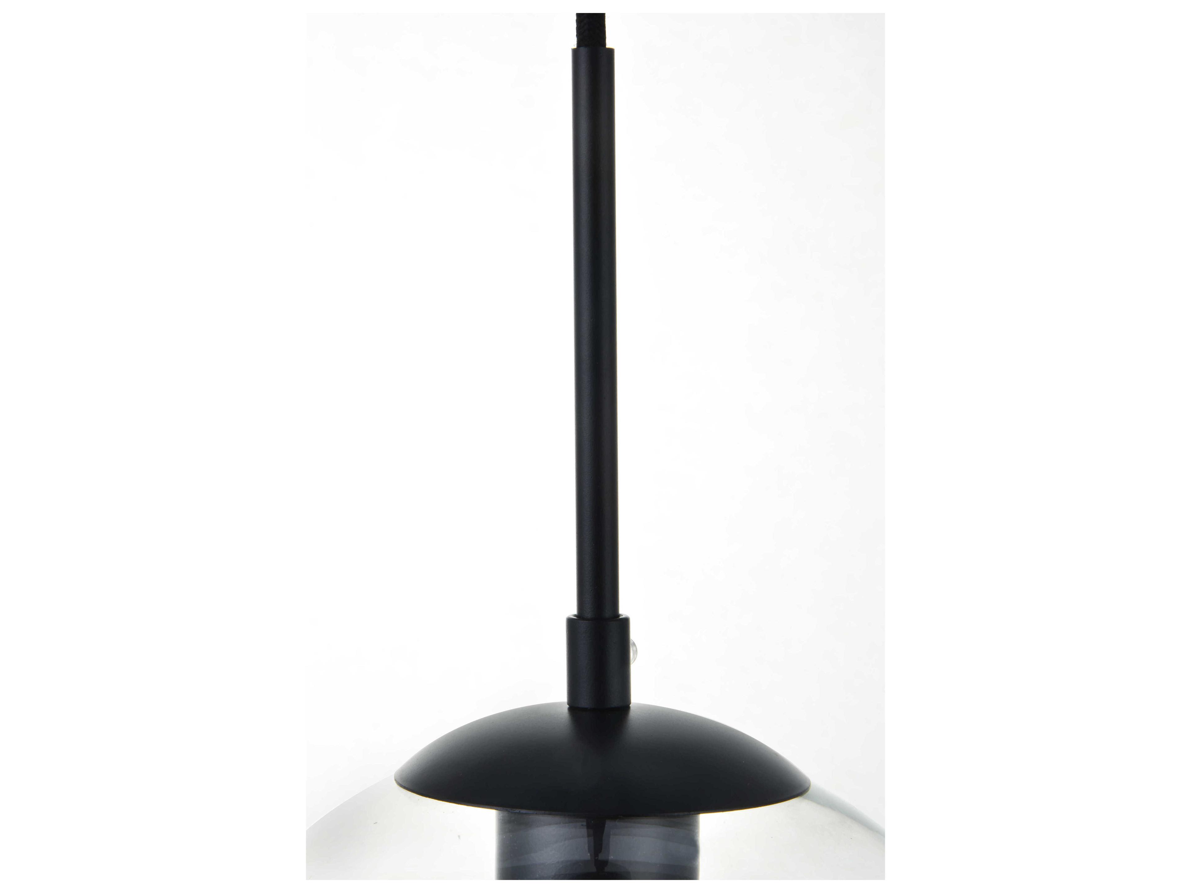 Elegant Lighting Baxter 3-Light Black And Clear Glass Globe Pendant