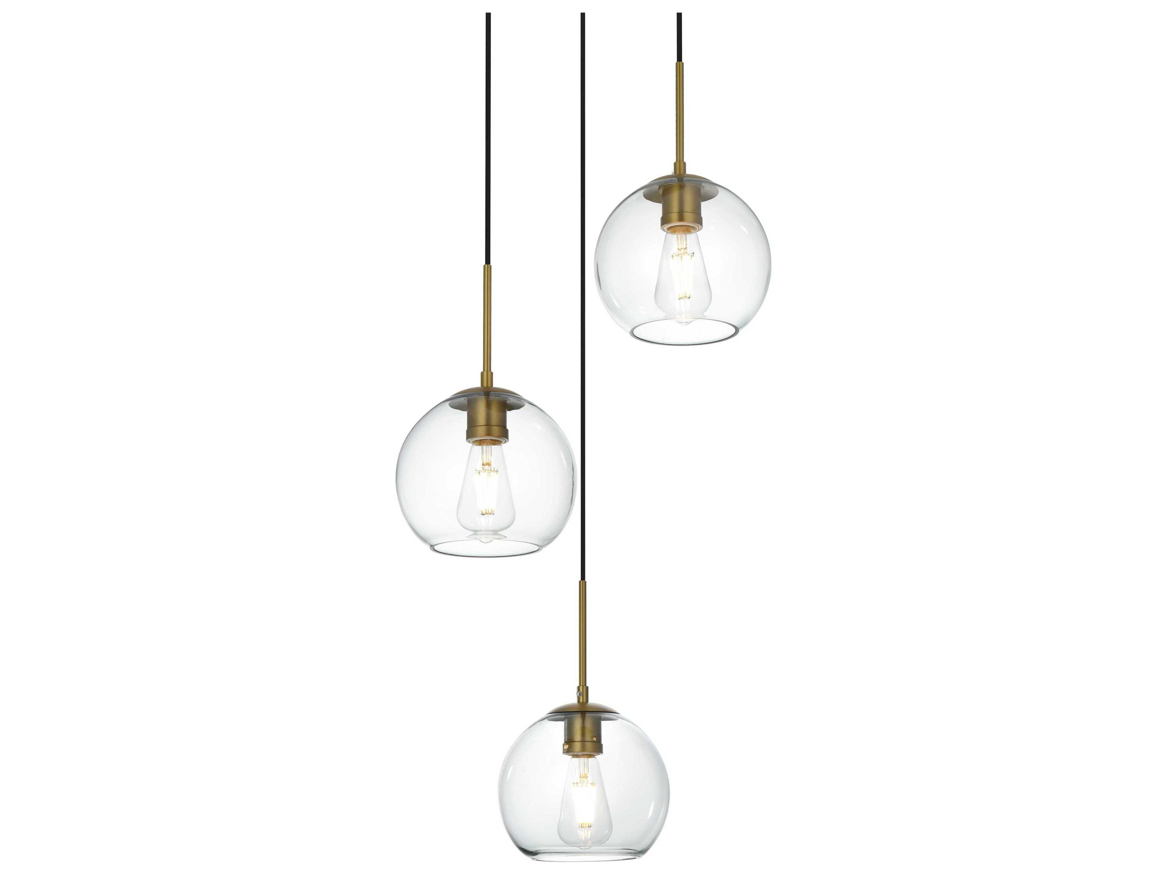 Elegant Lighting Baxter 3-Light Satin Gold Globe Pendant