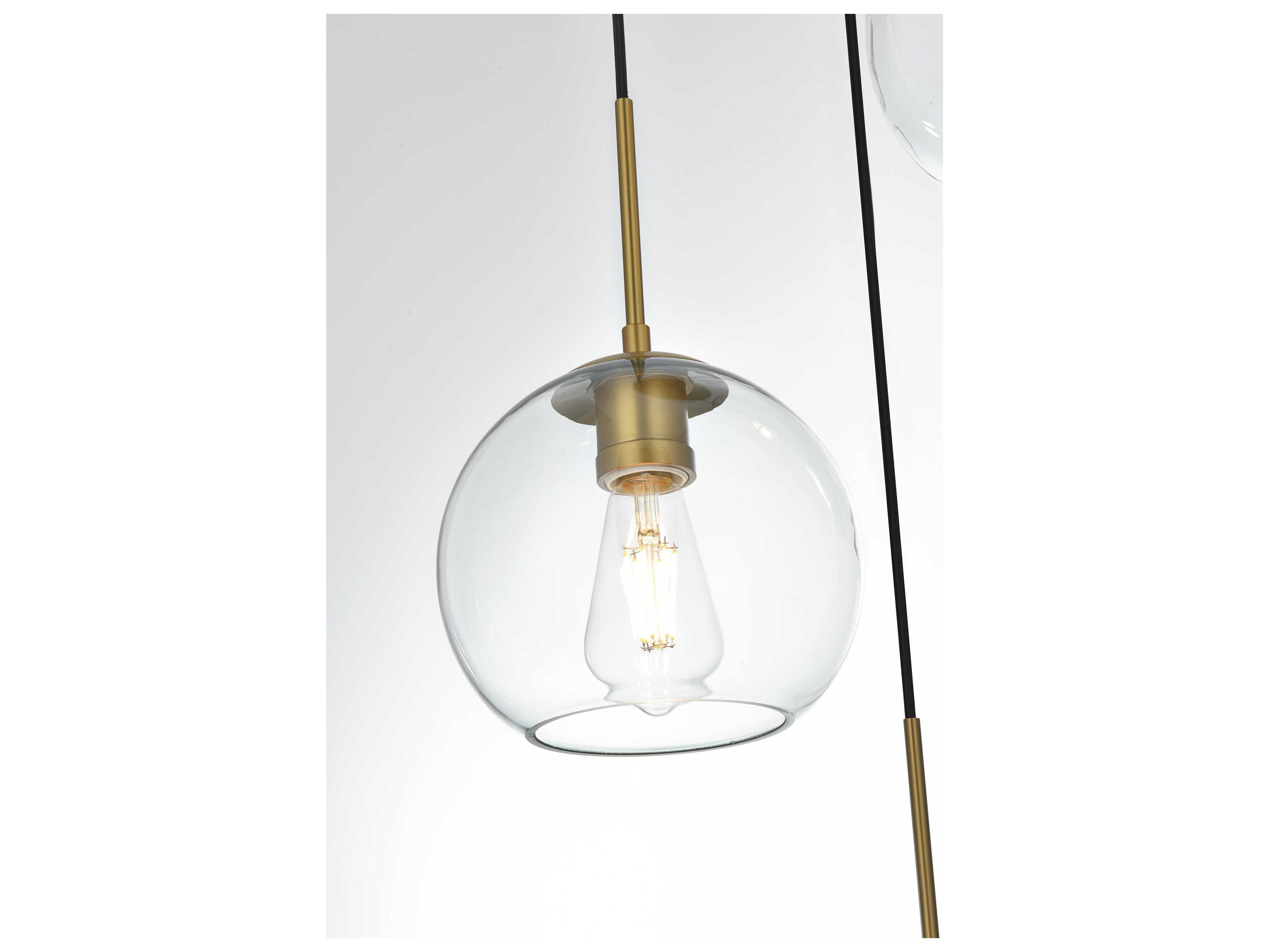 Elegant Lighting Baxter 3-Light Satin Gold Globe Pendant