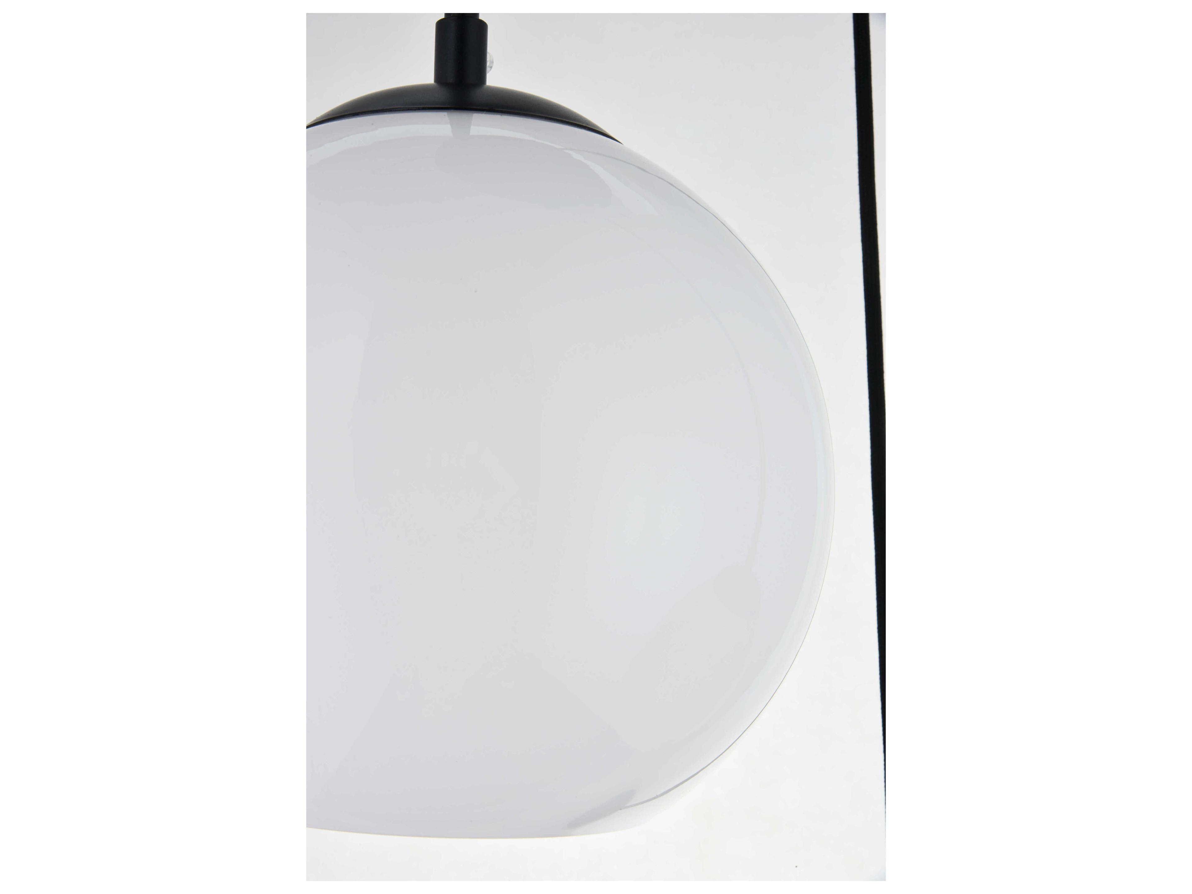 Elegant Lighting Baxter 3-Light Black And Frosted White Glass Globe Pendant