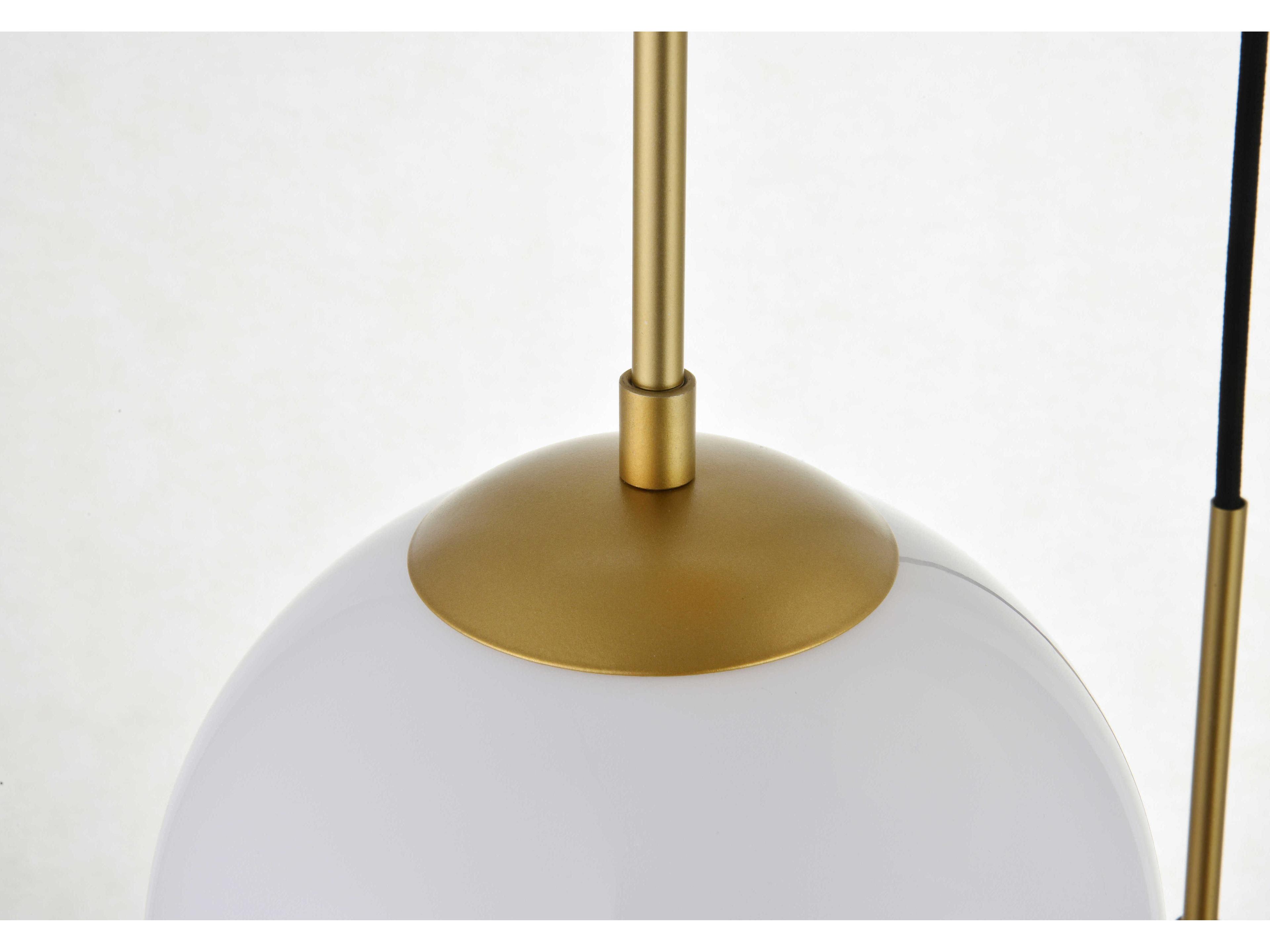 Elegant Lighting Baxter 3-Light Brass And Frosted White Glass Globe Pendant