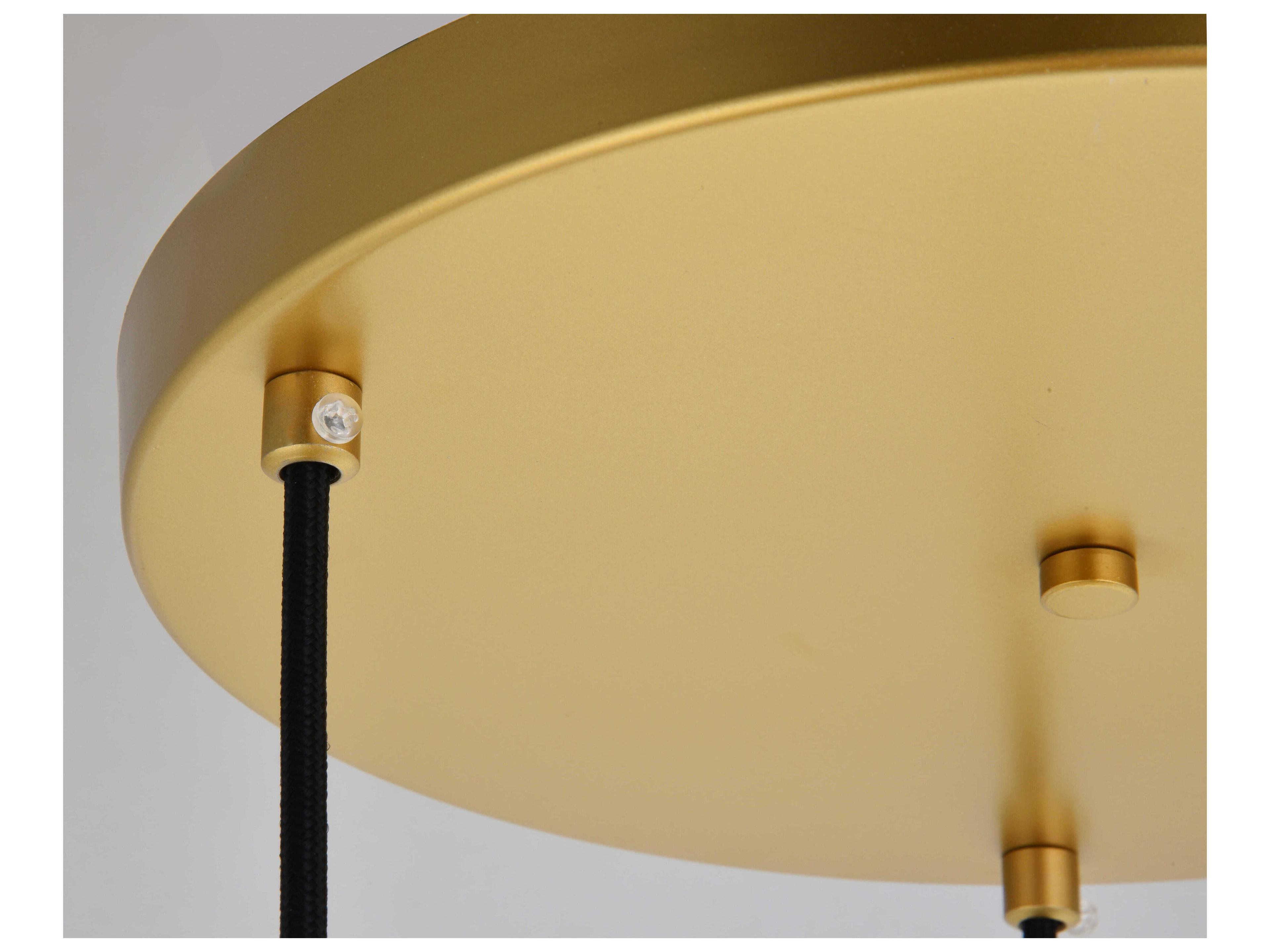 Elegant Lighting Baxter 3-Light Brass And Frosted White Glass Globe Pendant