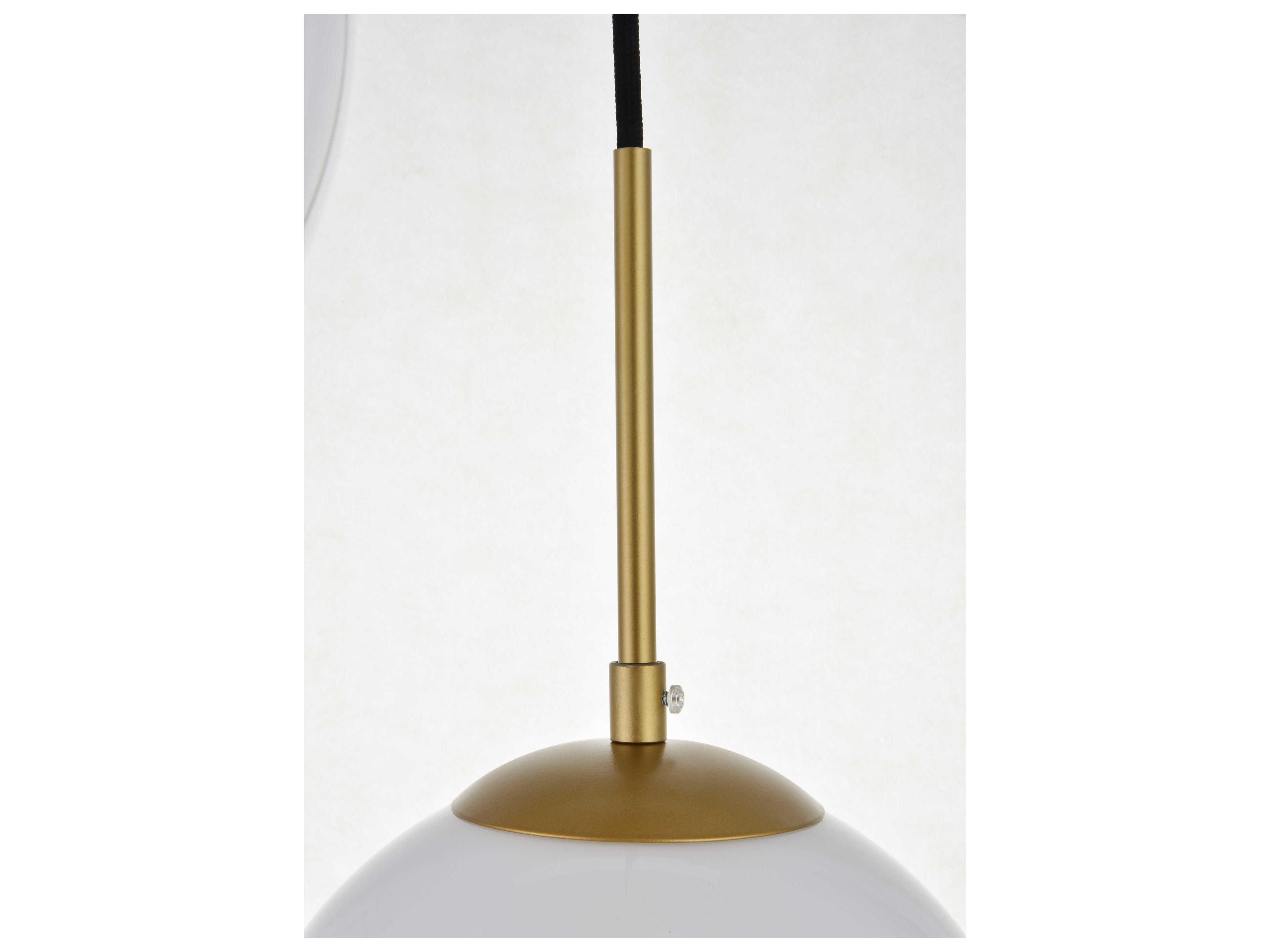Elegant Lighting Baxter 3-Light Brass And Frosted White Glass Globe Pendant