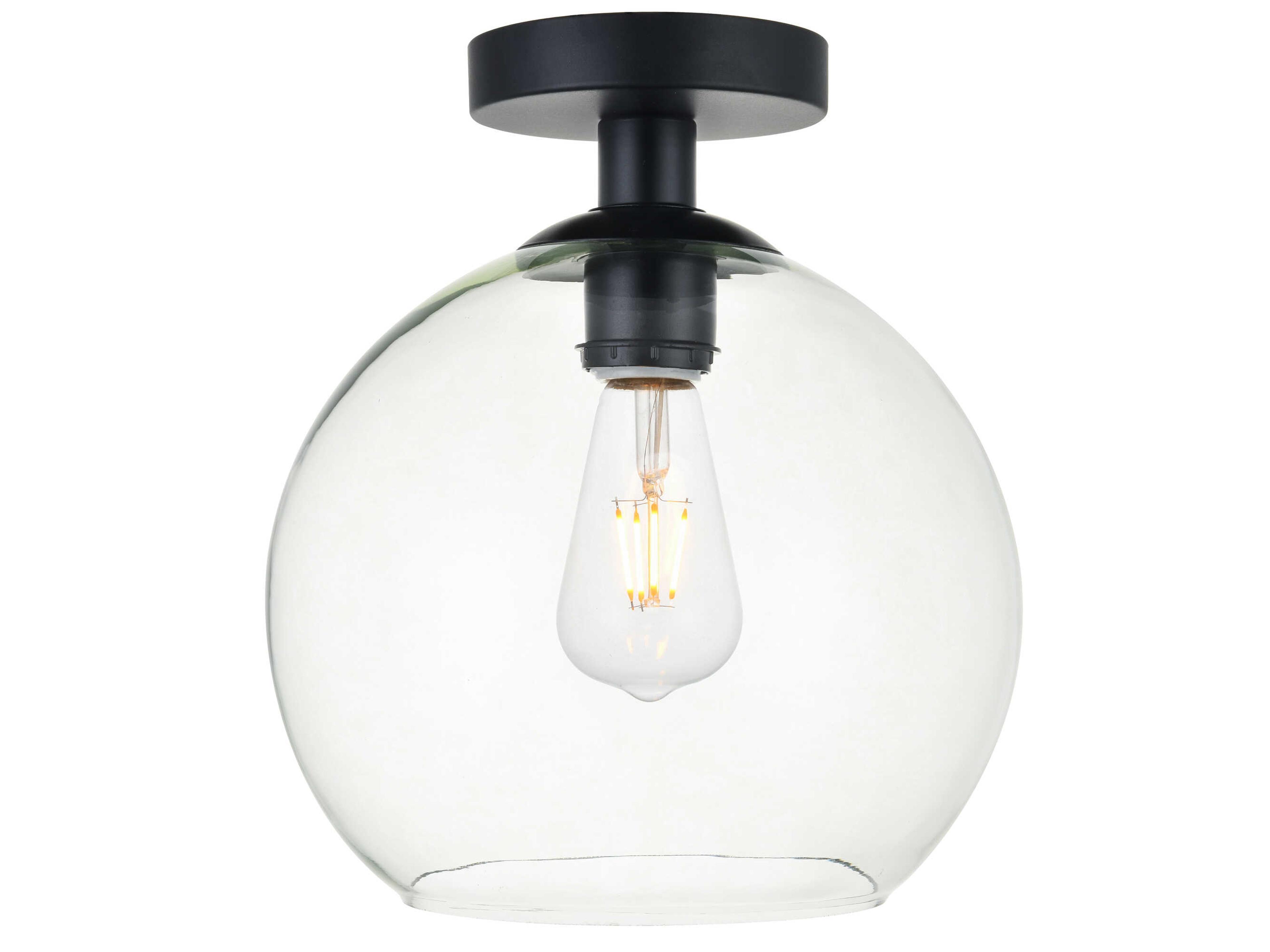 Baxter 1-Light Flush Mount Ceiling Light in Black and Clear