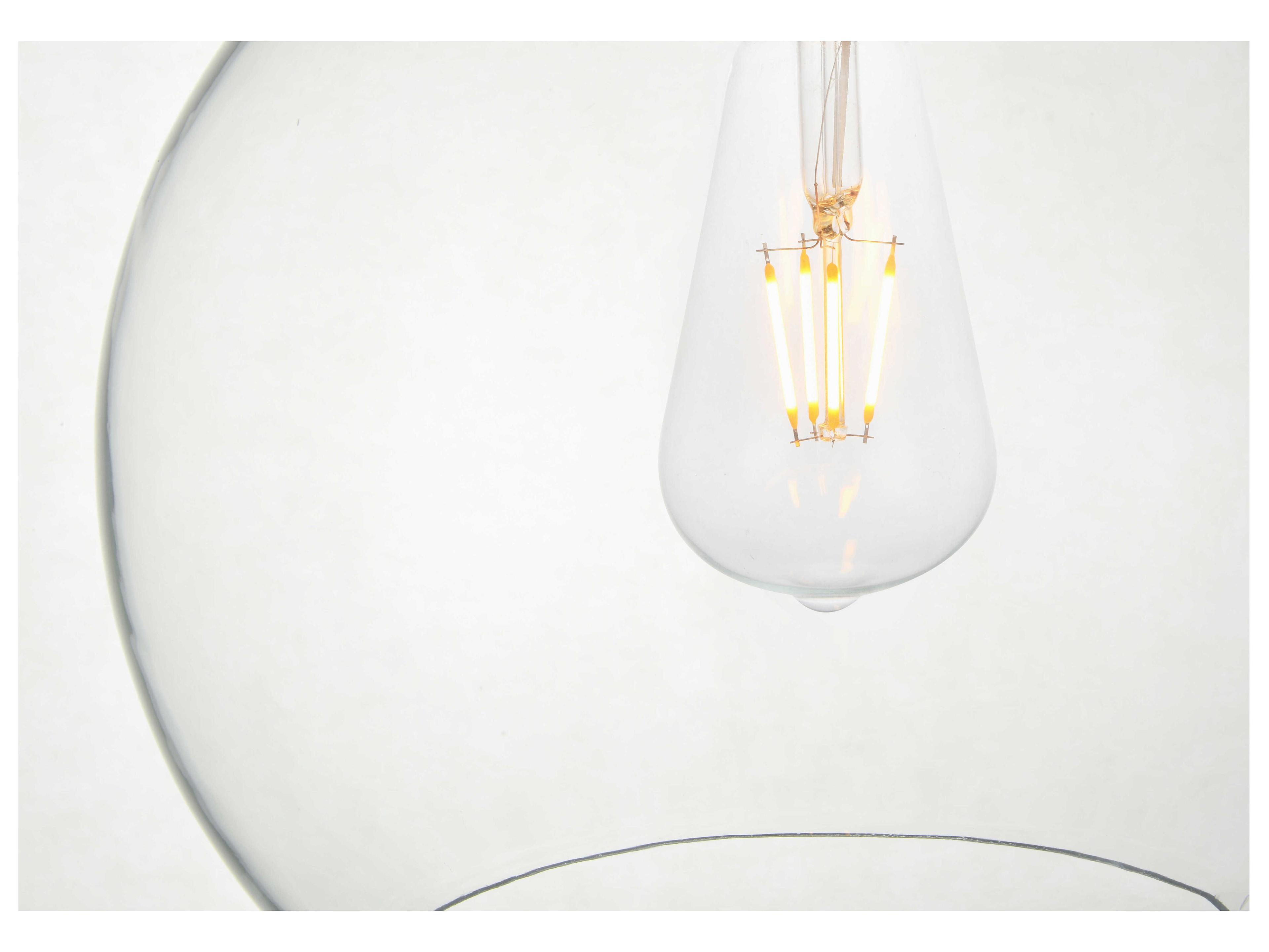 Elegant Lighting Baxter 1-Light Black Glass Globe Semi Flush Mount