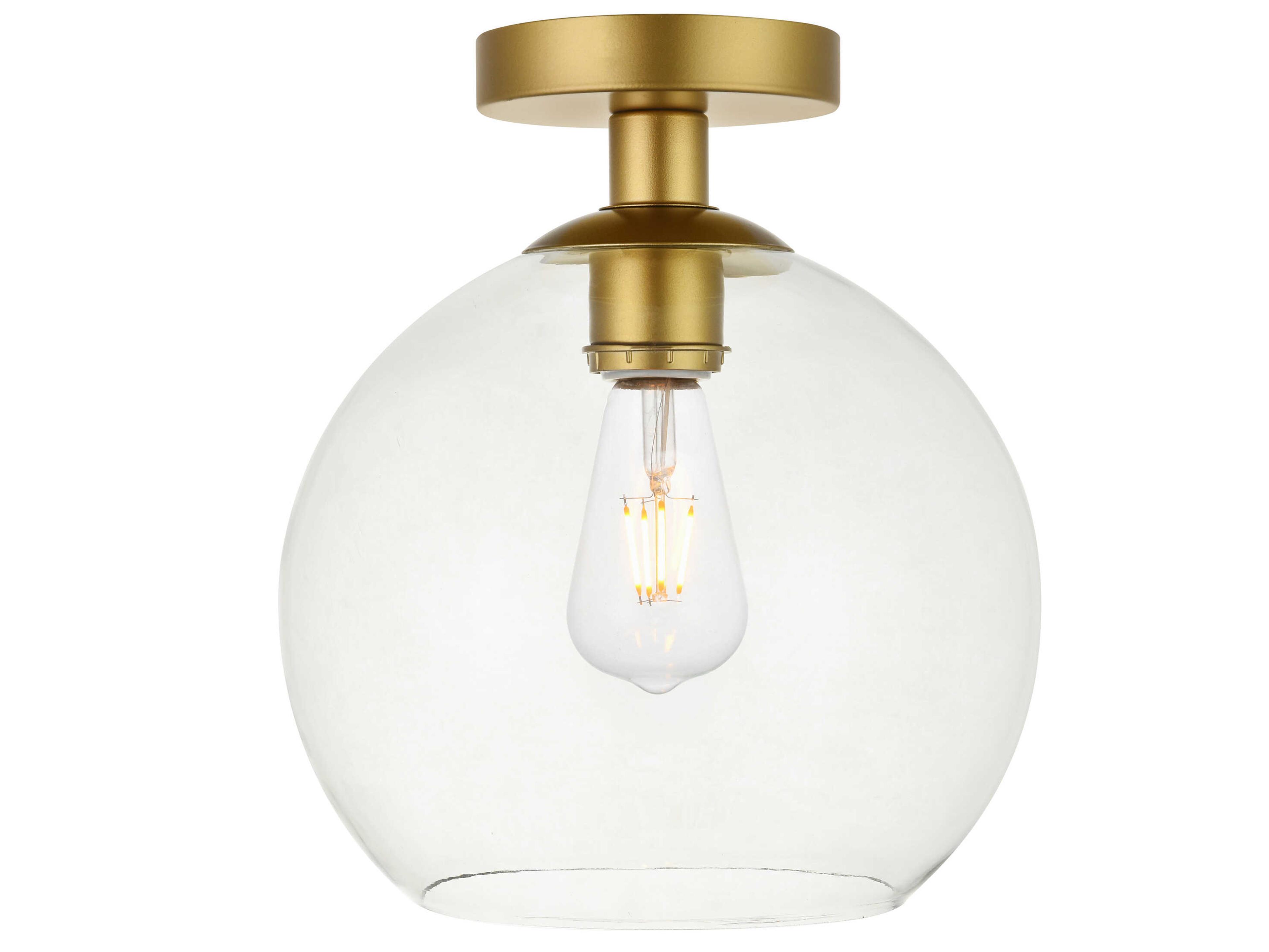 Baxter 1-Light Brass Glass Globe Semi Flush Mount