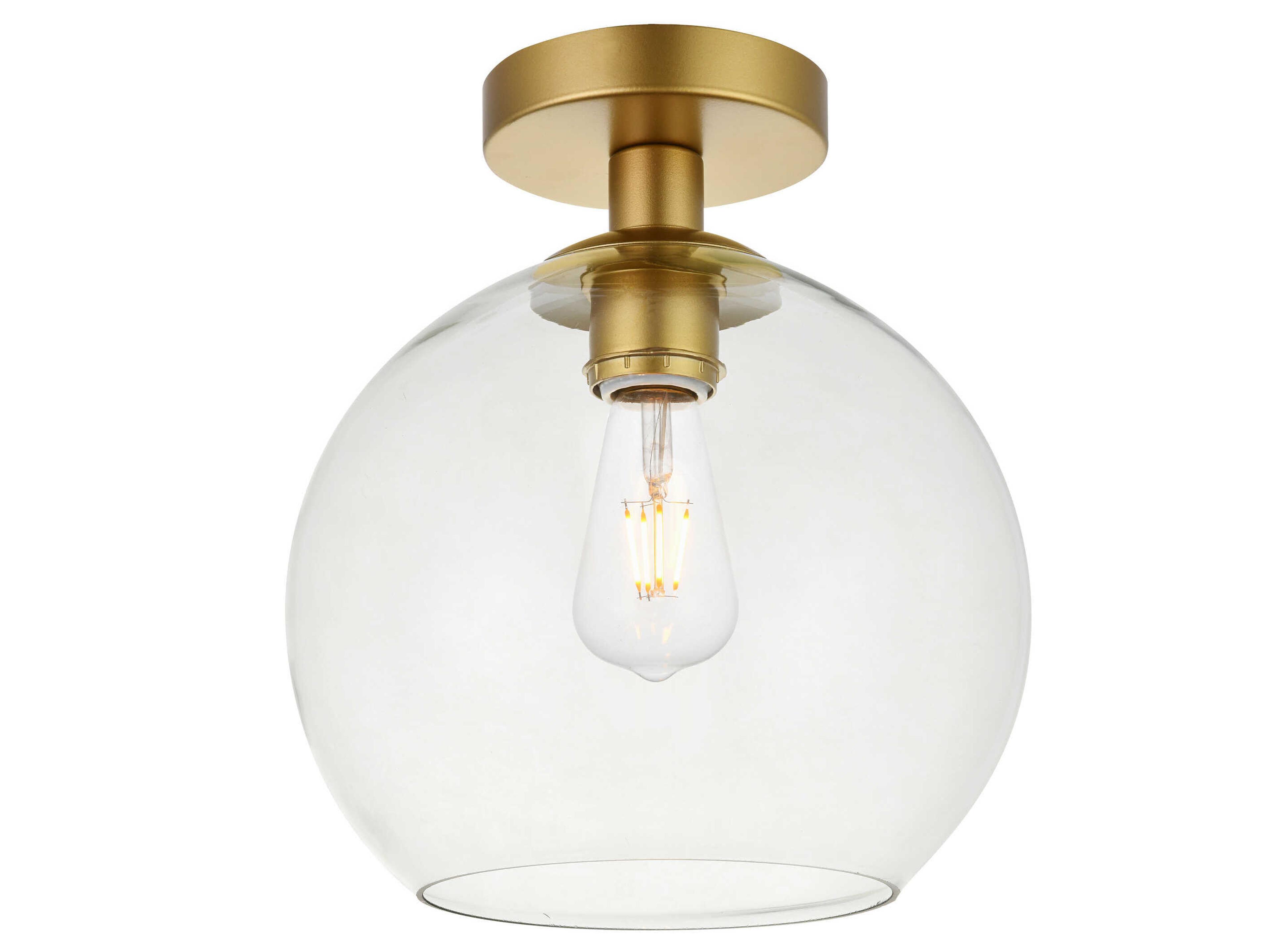 Elegant Lighting Baxter 1-Light Brass Glass Globe Semi Flush Mount
