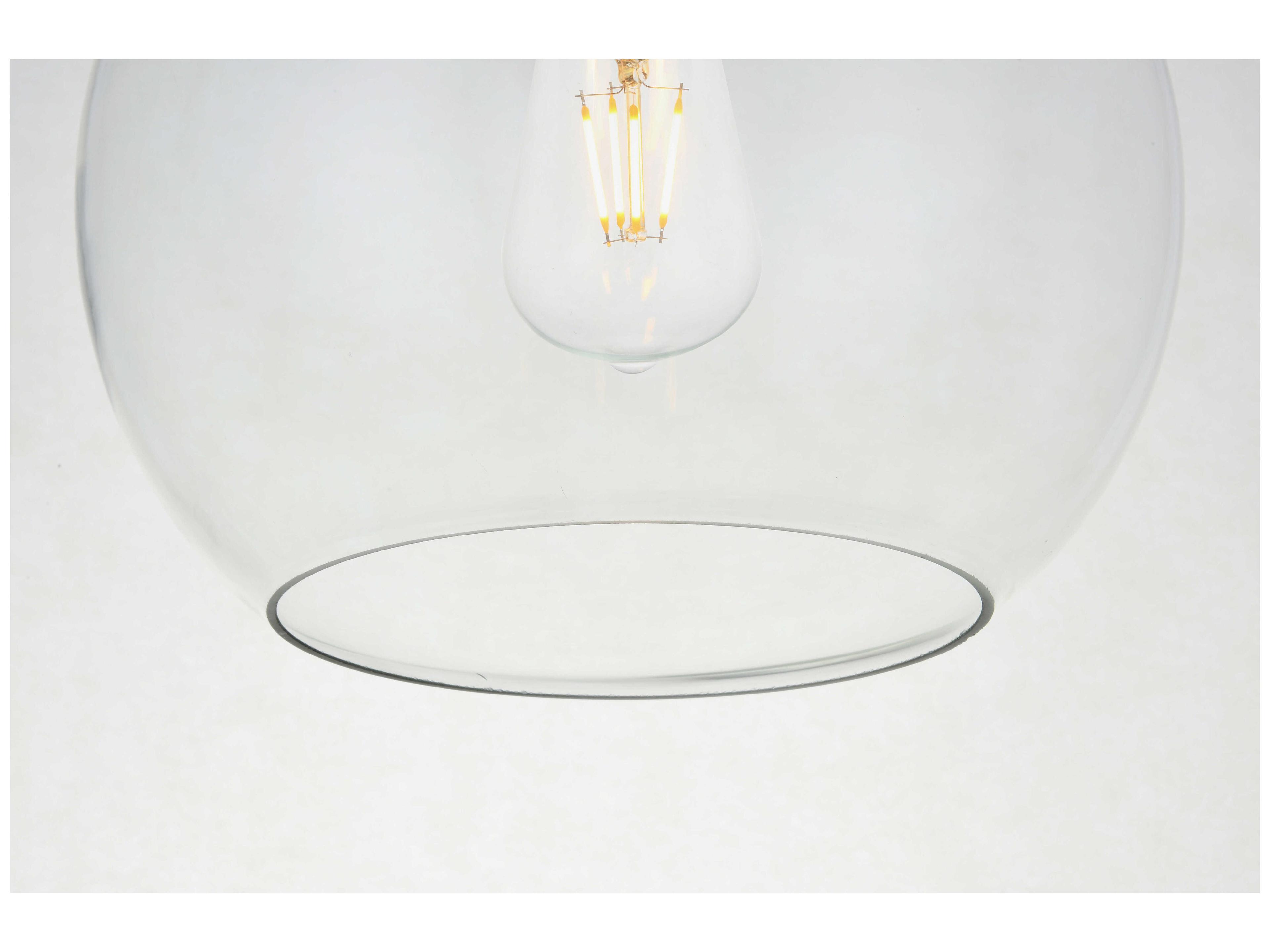 Elegant Lighting Baxter 1-Light Brass Glass Globe Semi Flush Mount