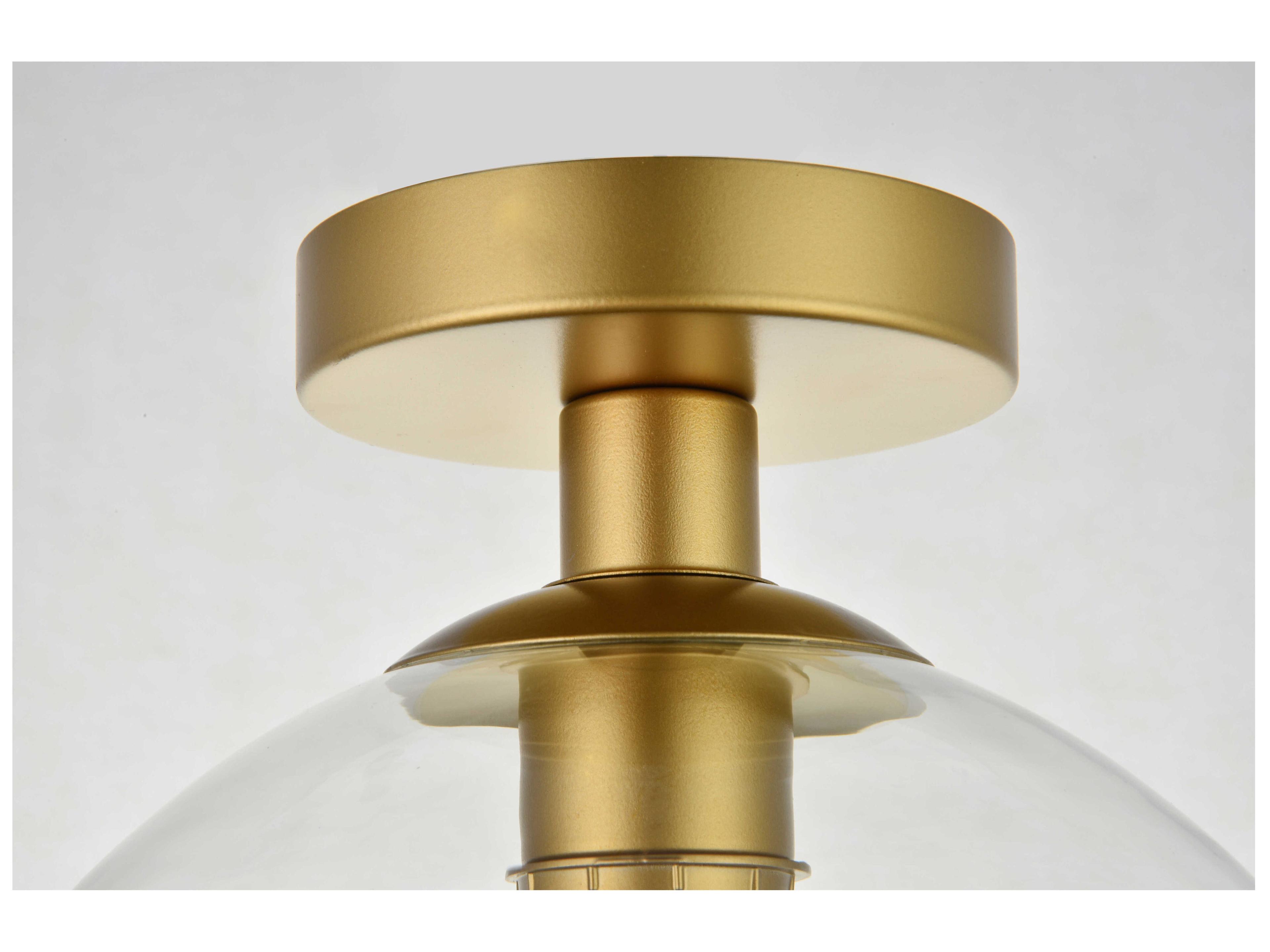 Elegant Lighting Baxter 1-Light Brass Glass Globe Semi Flush Mount