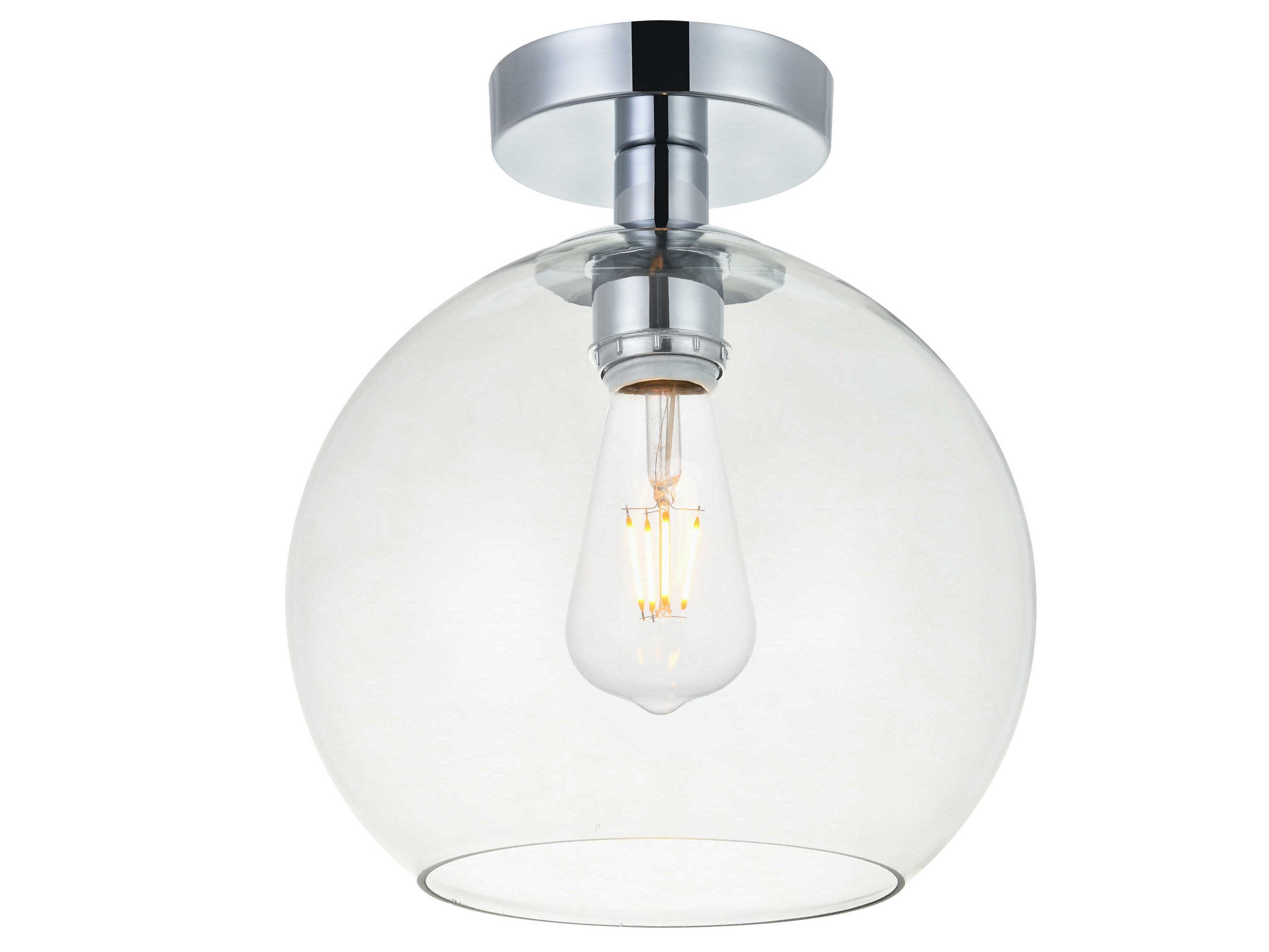 Elegant Lighting Baxter 1-Light Chrome Glass Globe Semi Flush Mount