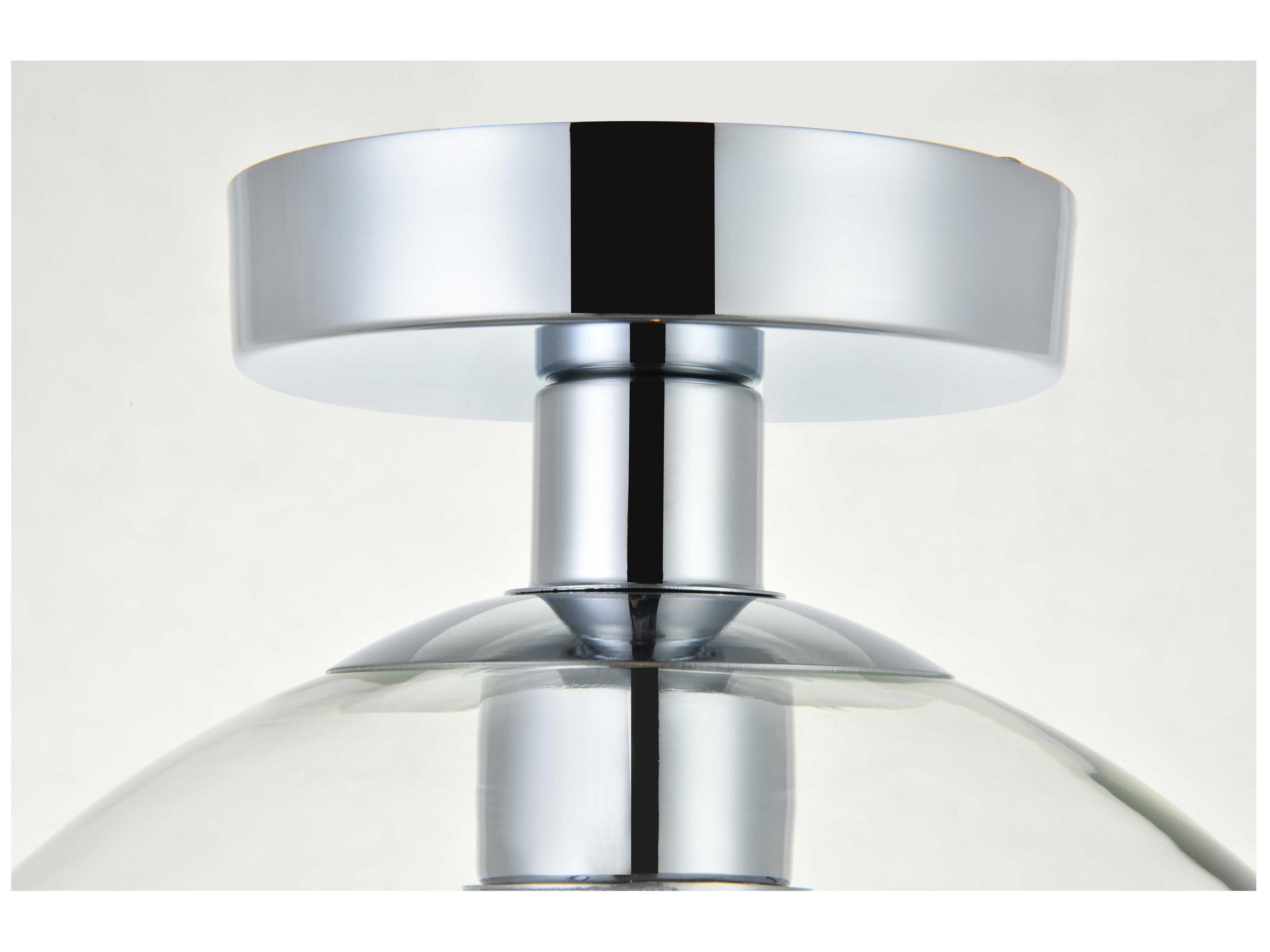 Elegant Lighting Baxter 1-Light Chrome Glass Globe Semi Flush Mount
