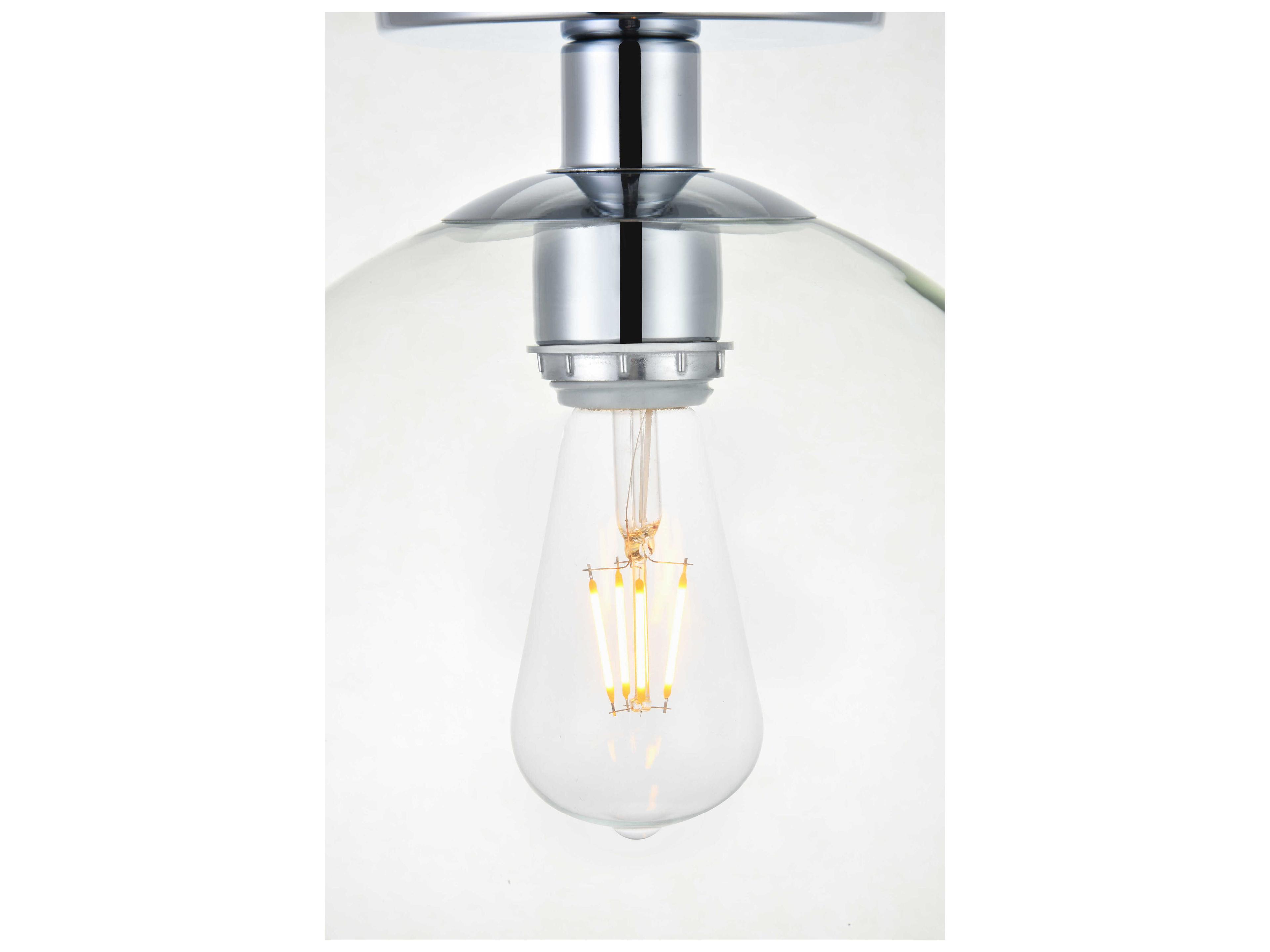 Elegant Lighting Baxter 1-Light Chrome Glass Globe Semi Flush Mount