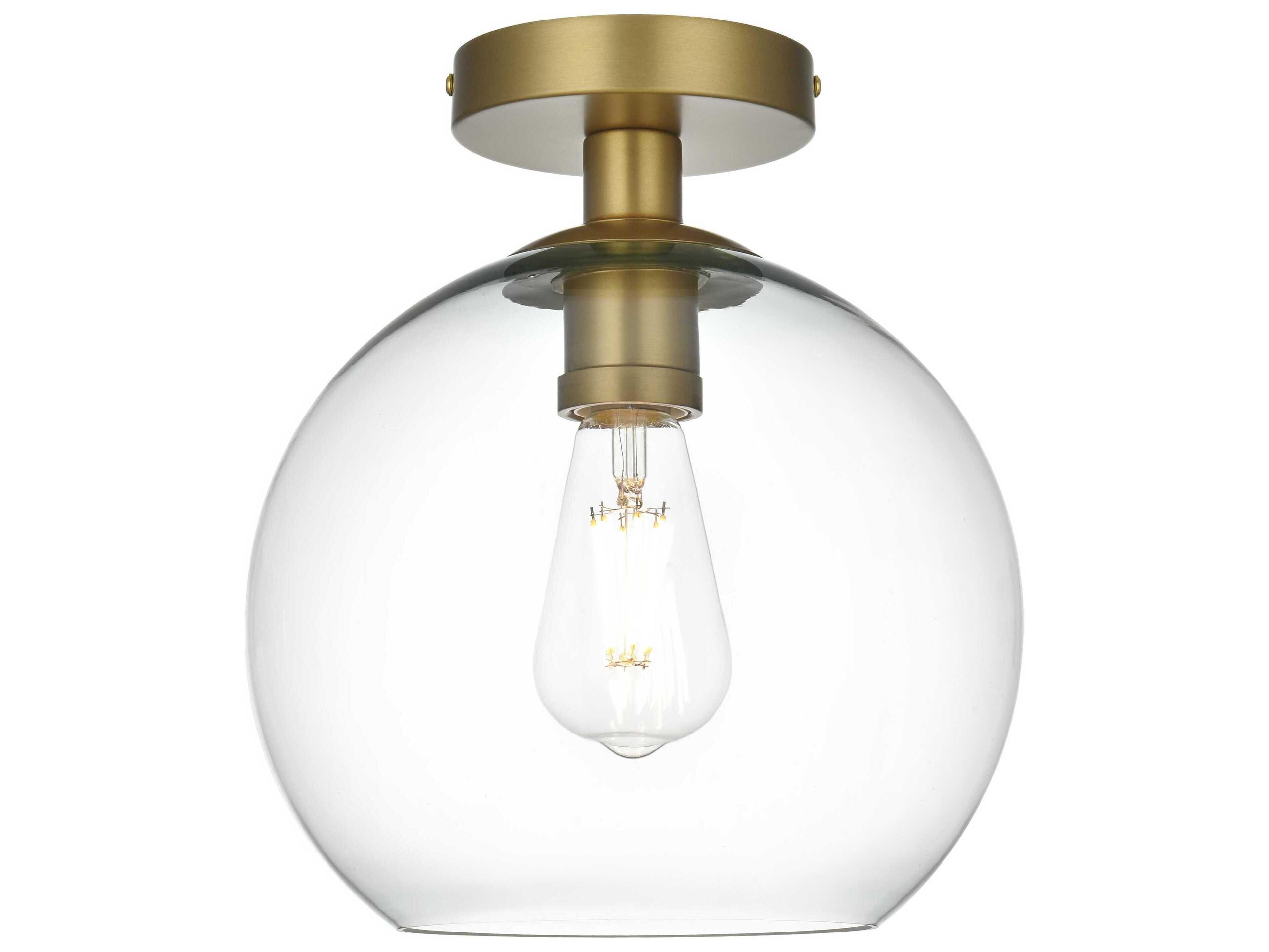 Baxter 1-Light Satin Gold Globe Semi Flush Mount