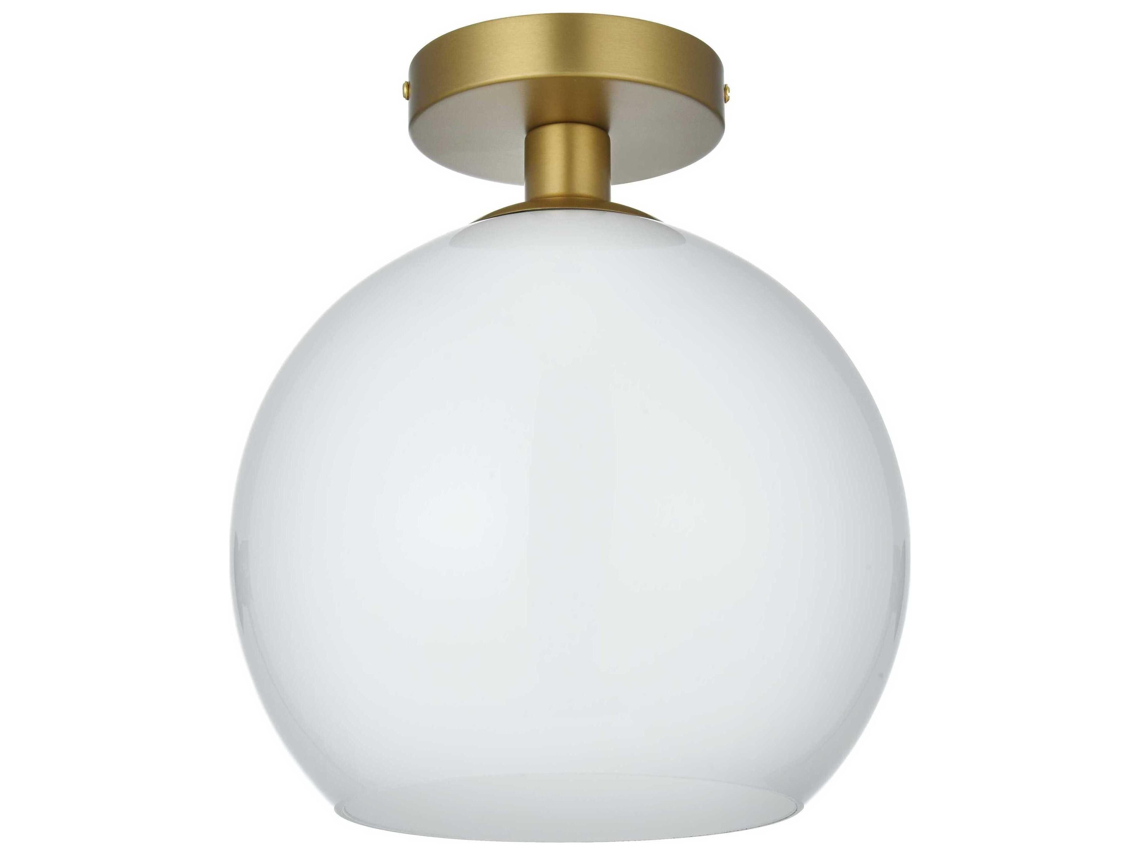 Elegant Lighting Baxter 1-Light Satin Gold Globe Semi Flush Mount