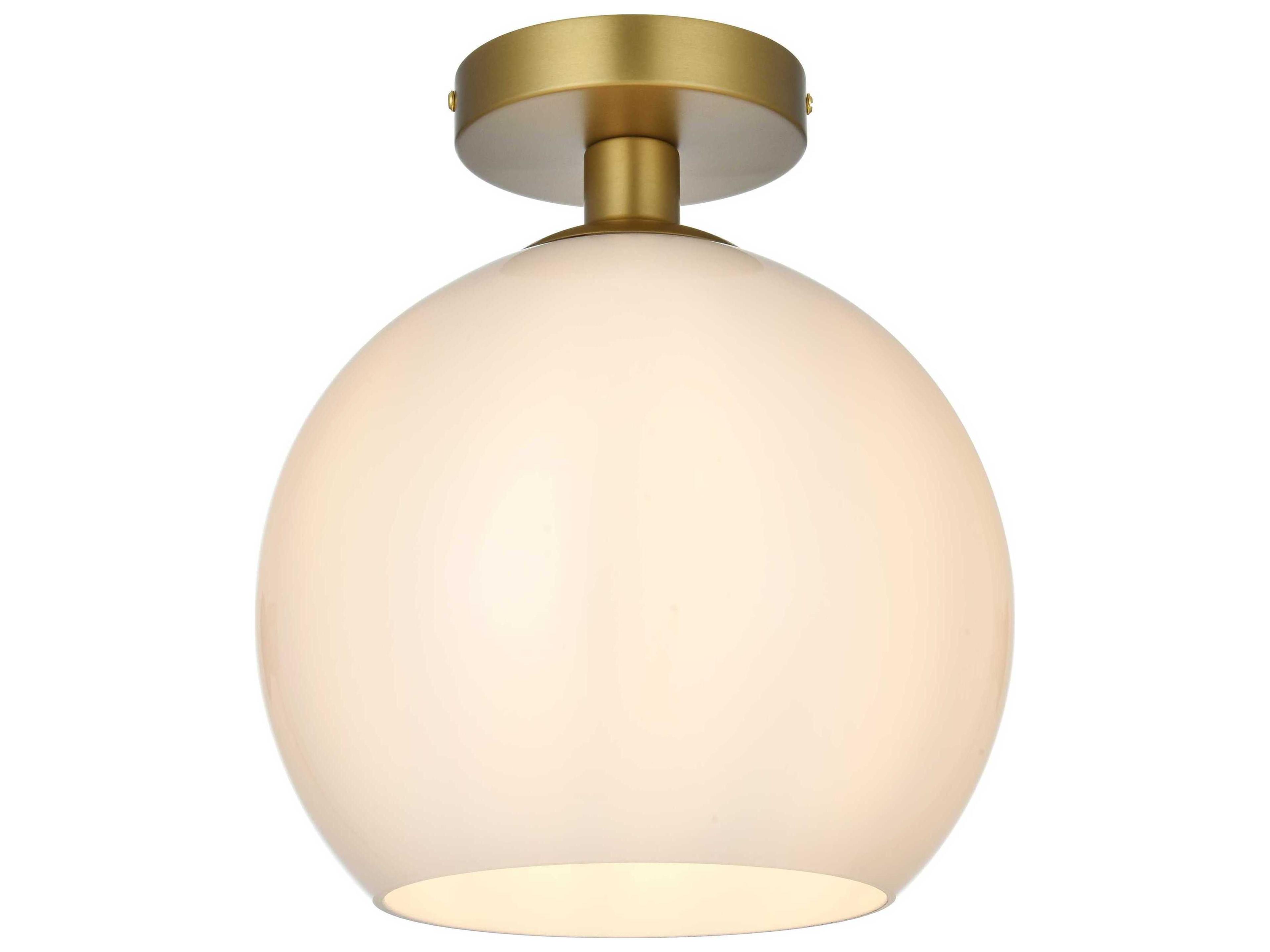 Elegant Lighting Baxter 1-Light Satin Gold Globe Semi Flush Mount