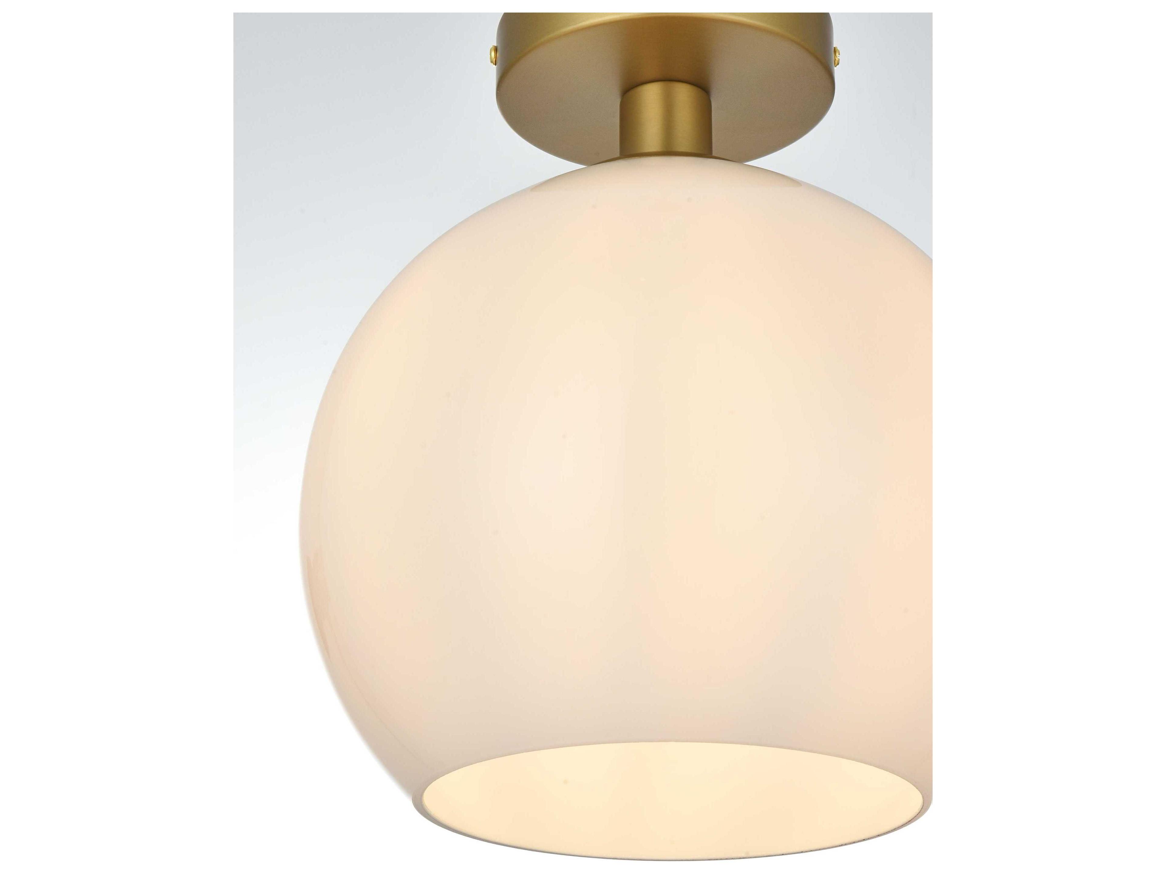 Elegant Lighting Baxter 1-Light Satin Gold Globe Semi Flush Mount