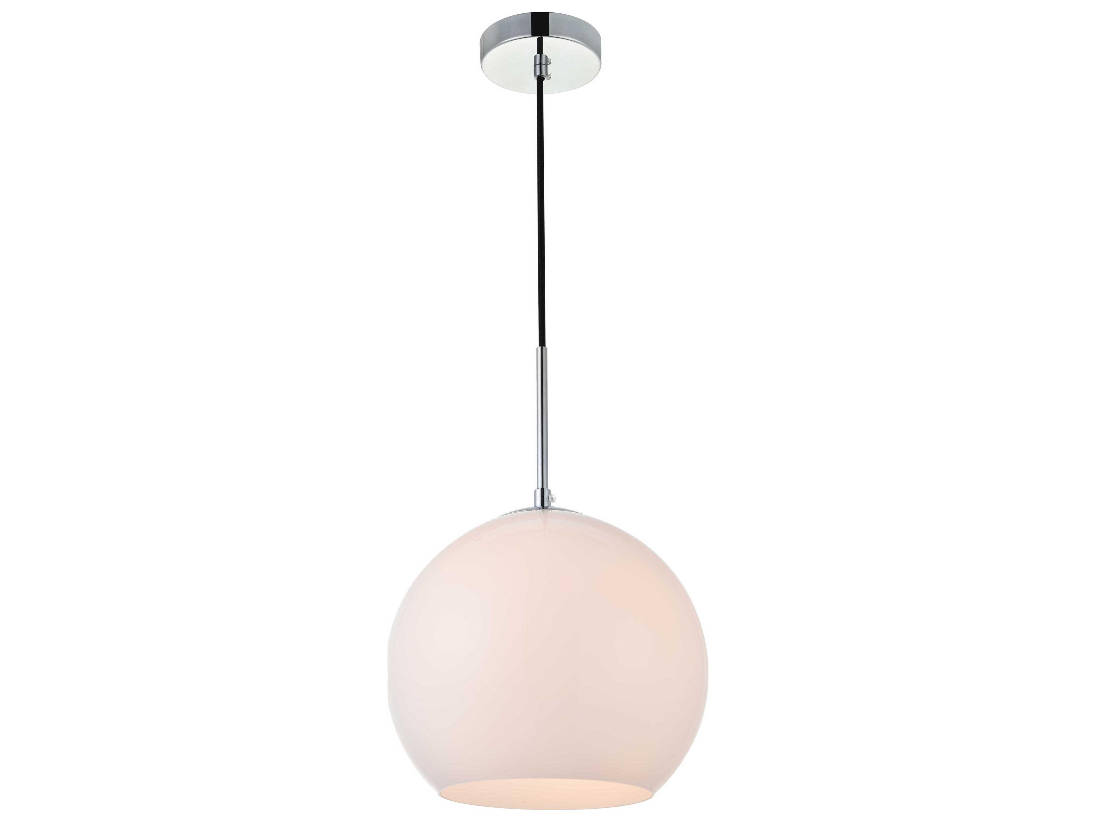 Elegant Lighting Baxter 1-Light Chrome And Frosted White Glass Globe Mini Pendant
