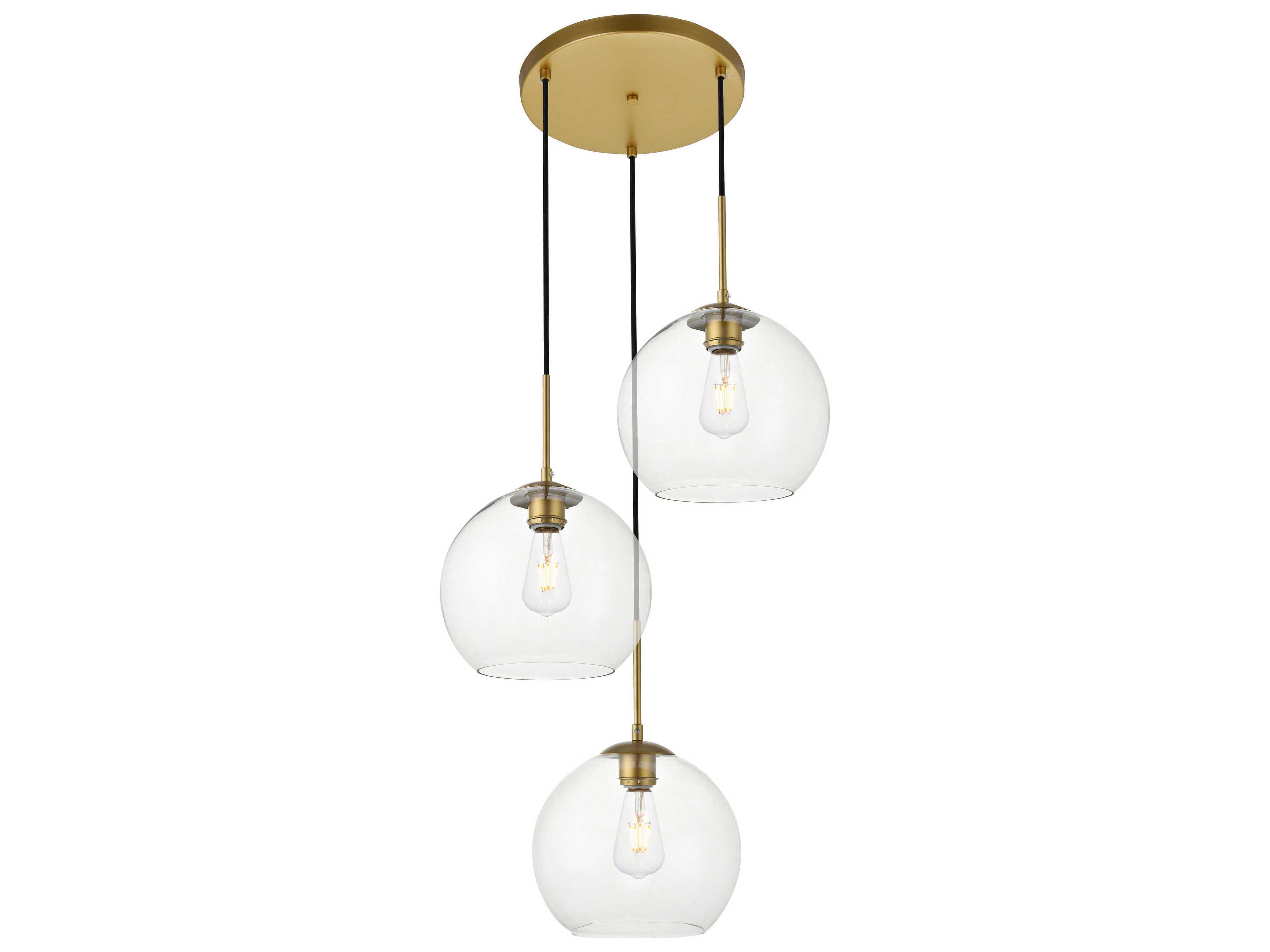 Baxter 3-Light Brass And Clear Glass Globe Pendant