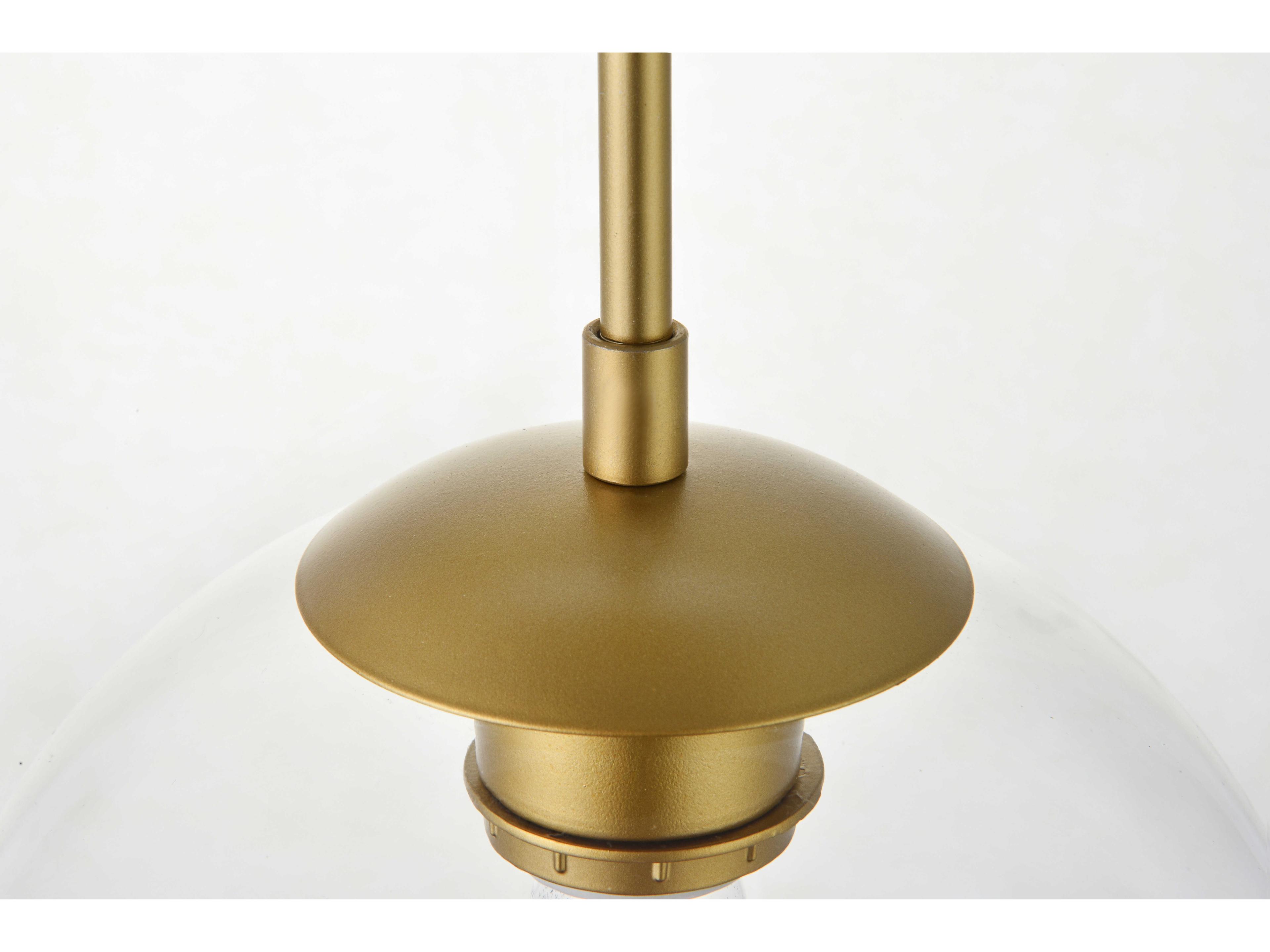 Elegant Lighting Baxter 3-Light Brass And Clear Glass Globe Pendant