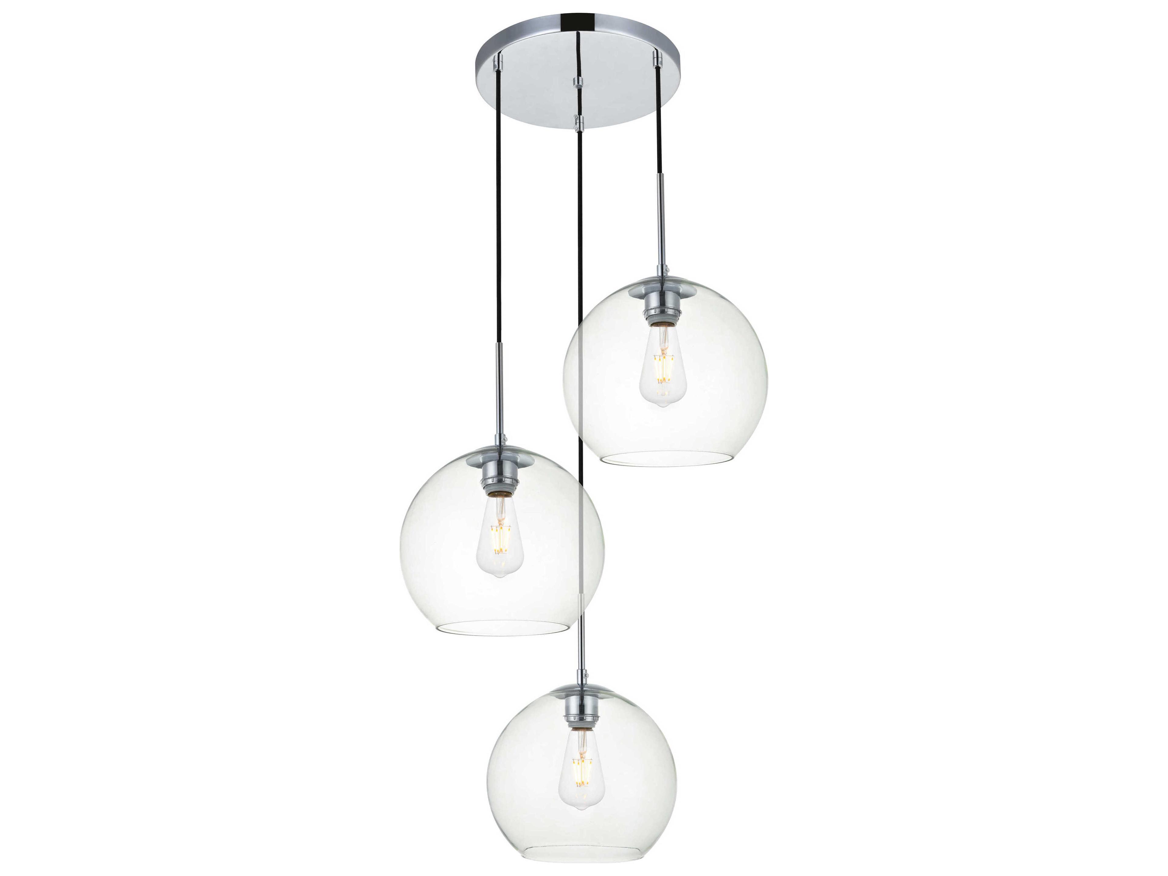 Baxter 3-Light Chrome And Clear Glass Globe Pendant