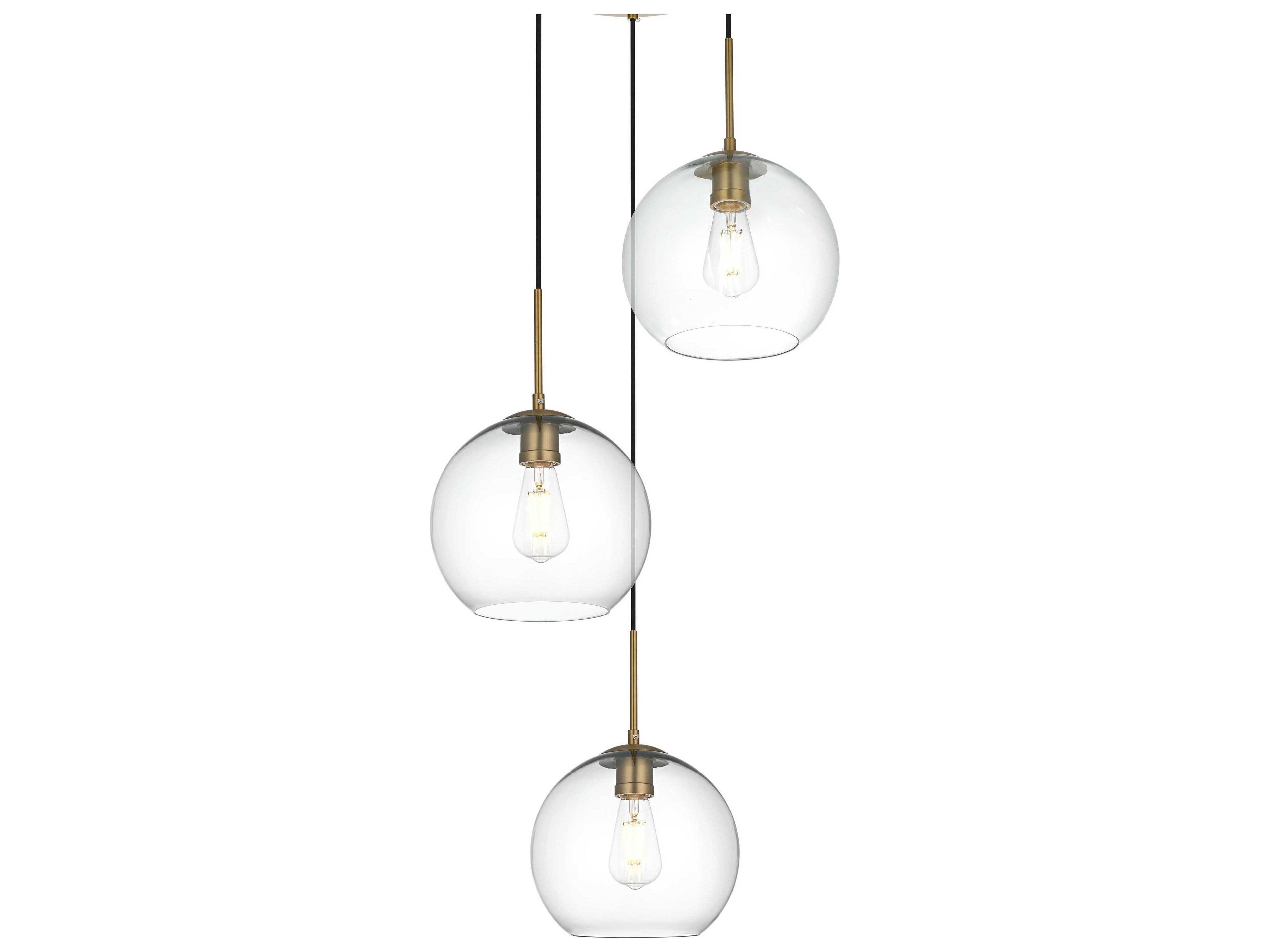 Elegant Lighting Baxter 3-Light Satin Gold Globe Pendant