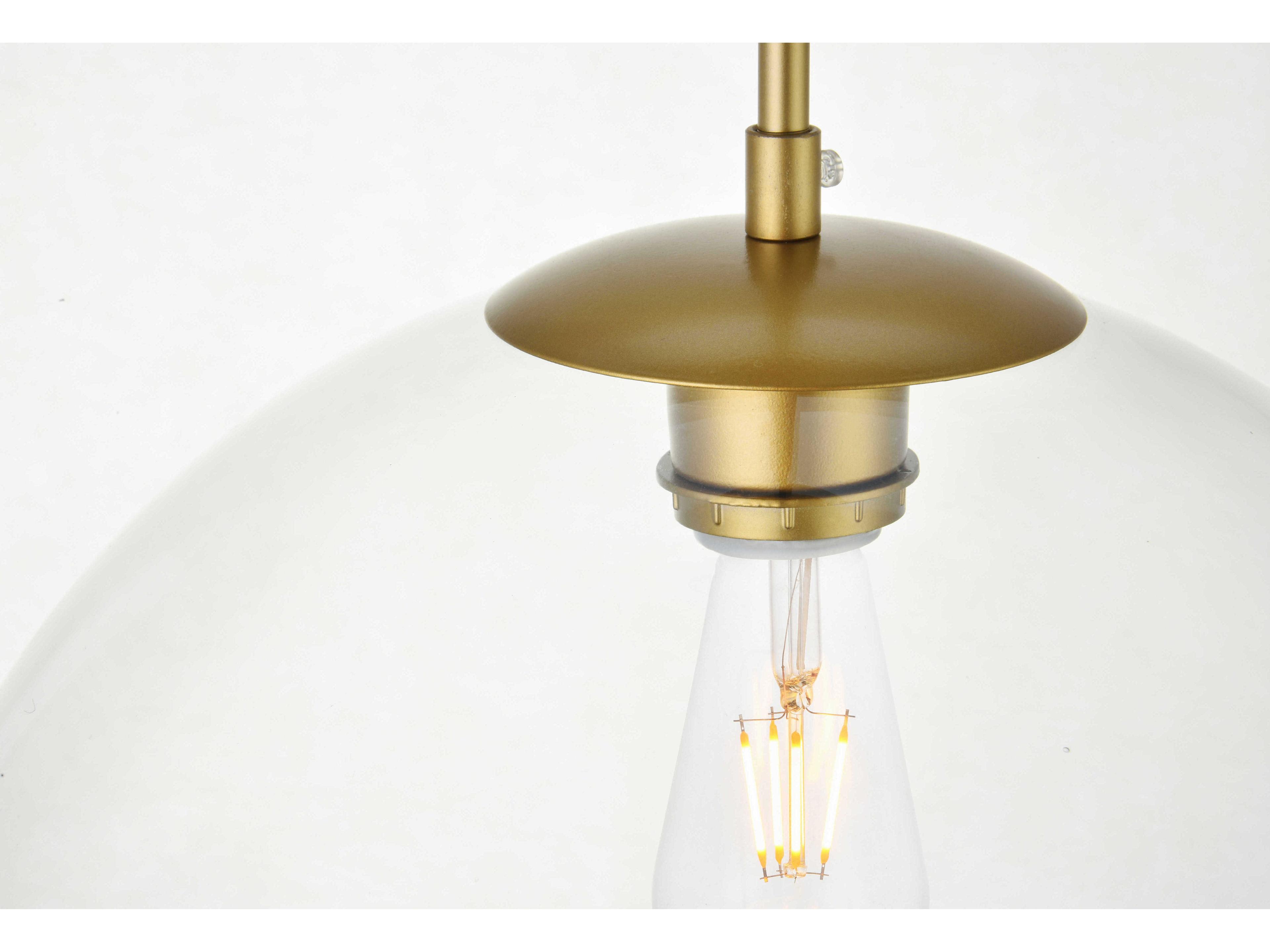 Elegant Lighting Baxter 1-Light Brass And Clear Glass Globe Pendant
