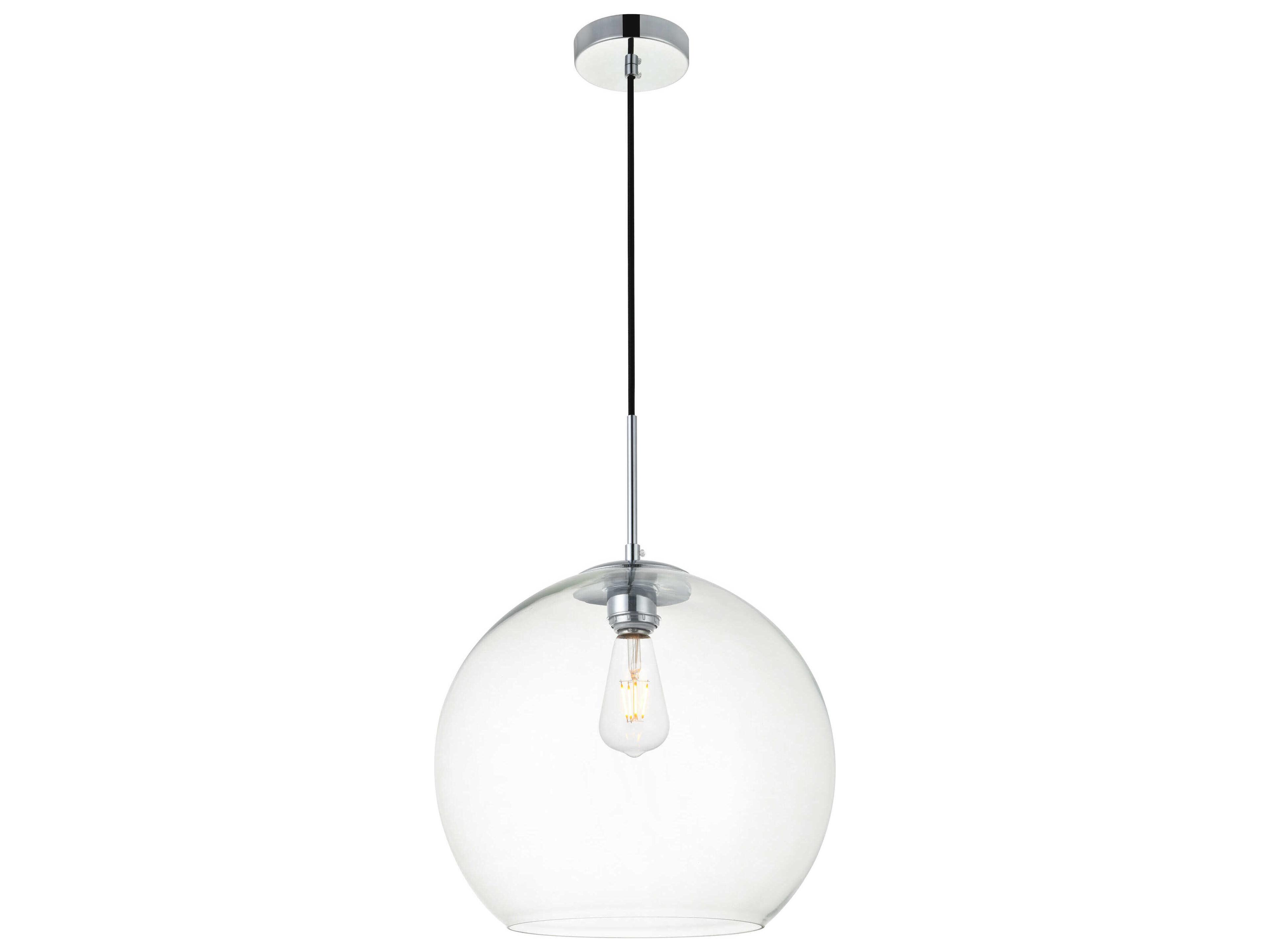 Elegant Lighting Baxter 1-Light Chrome And Clear Glass Globe Pendant