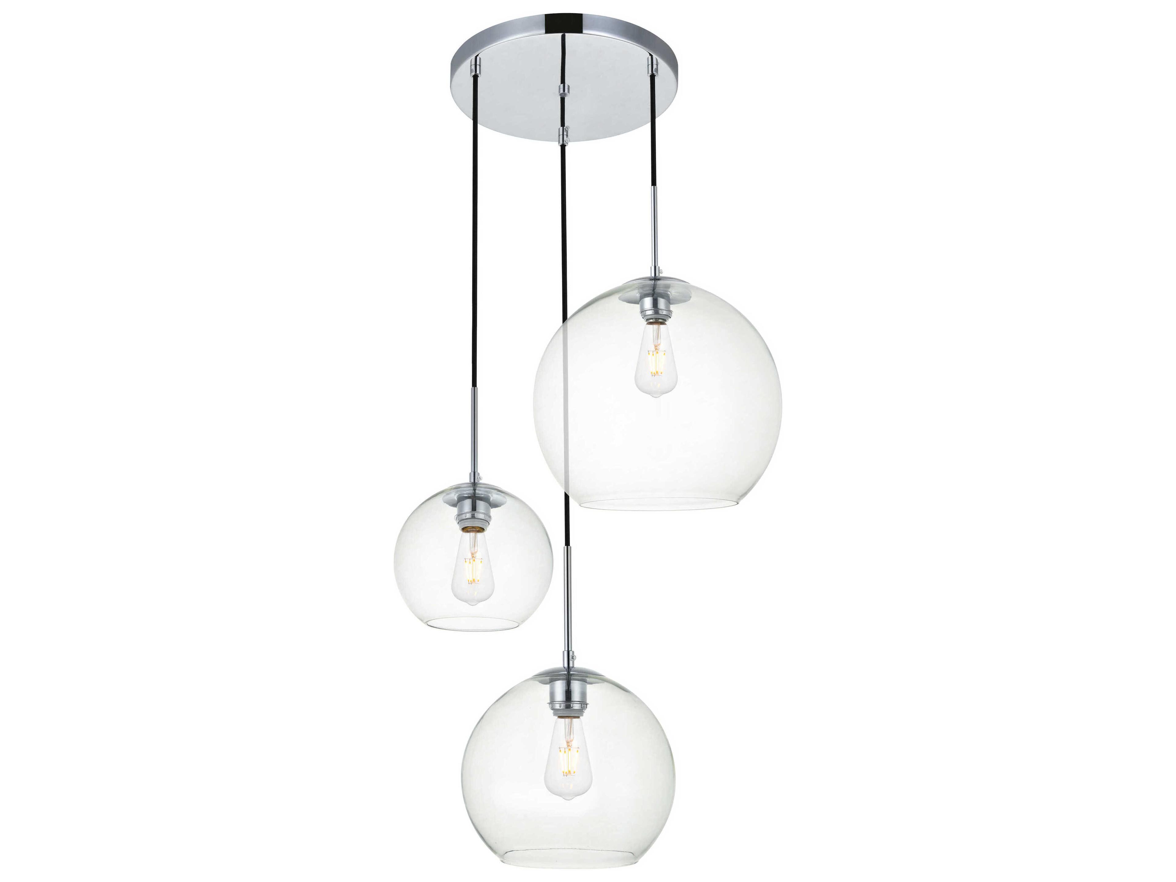 Baxter 3-Light Chrome And Clear Glass Globe Pendant