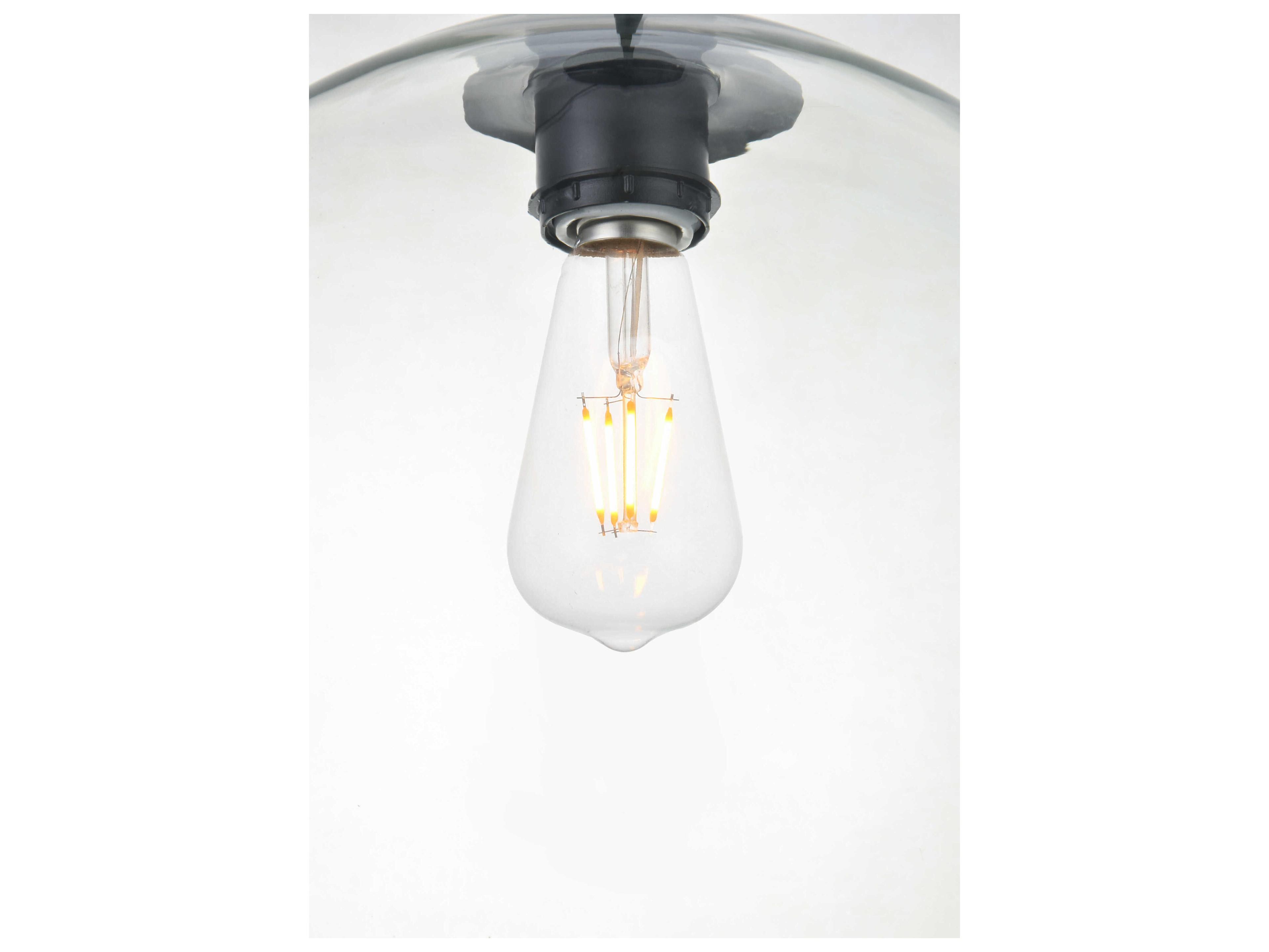 Elegant Lighting Baxter 1-Light Black And Clear Glass Globe Mini Pendant