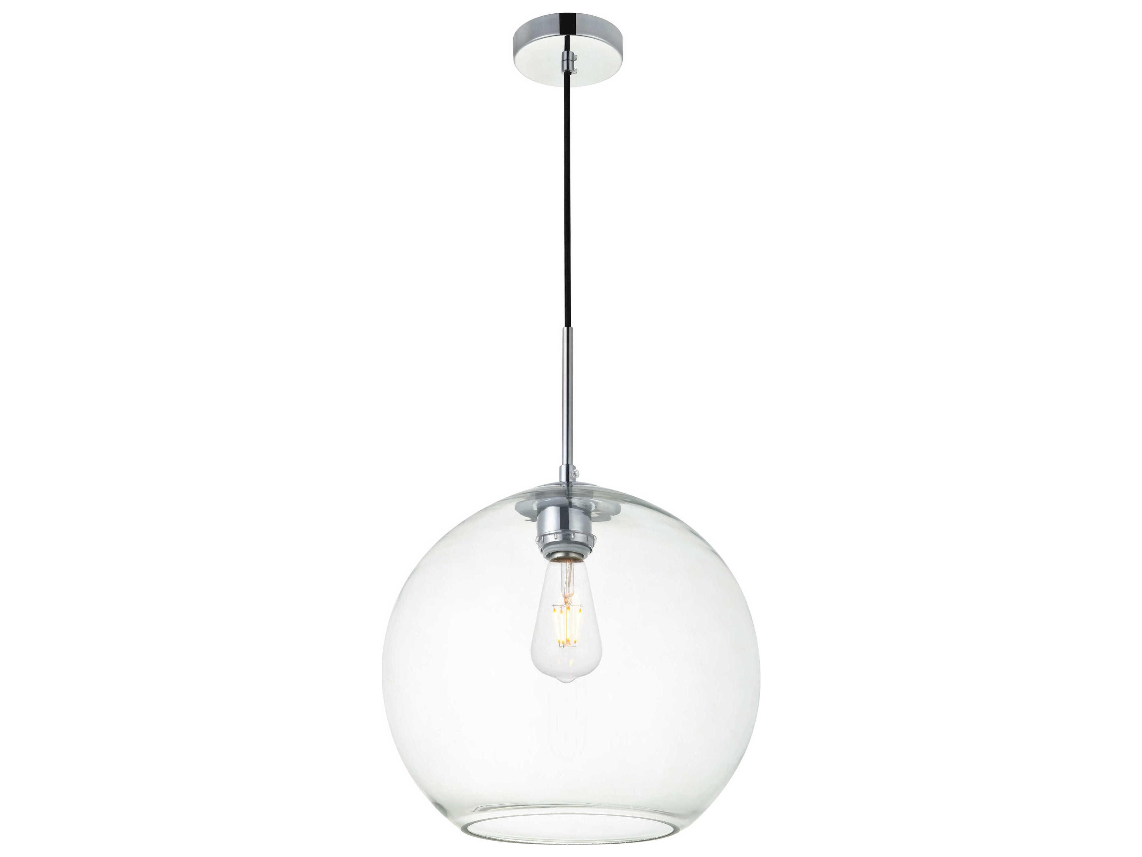Elegant Lighting Baxter 1-Light Chrome And Clear Glass Globe Mini Pendant