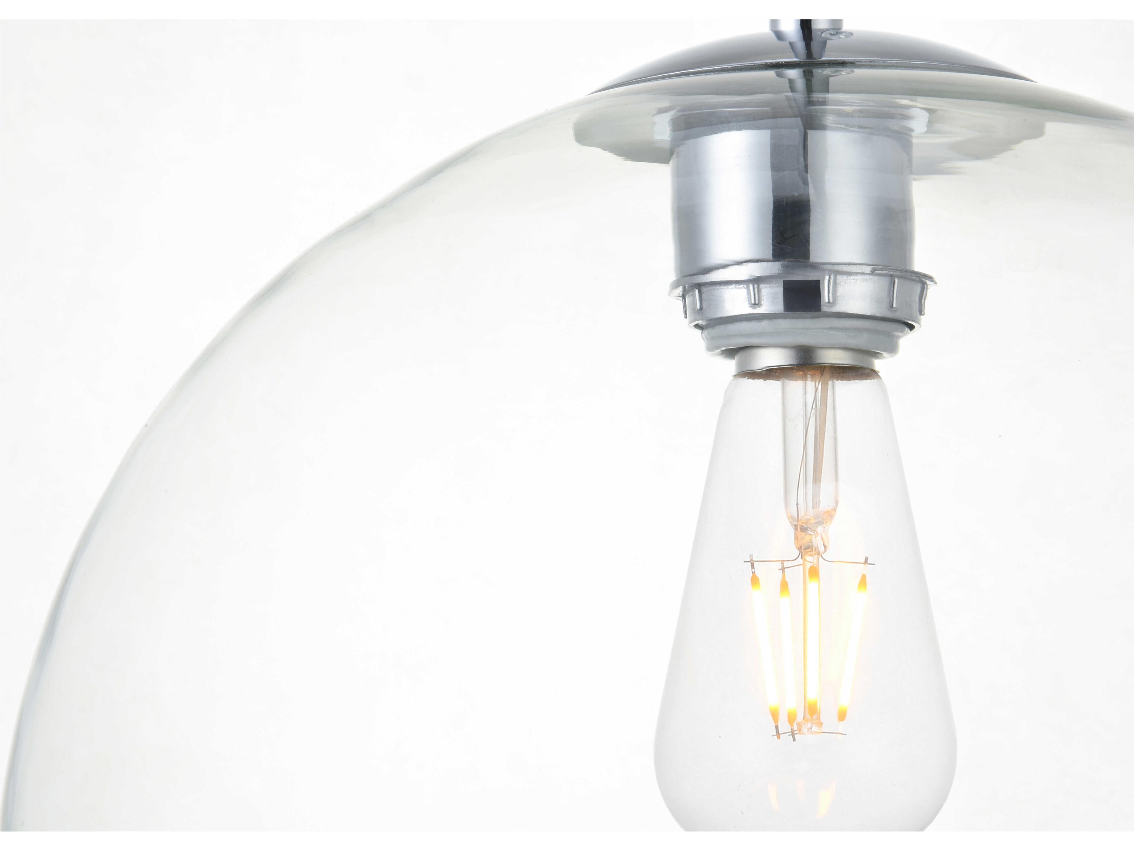 Elegant Lighting Baxter 1-Light Chrome And Clear Glass Globe Mini Pendant