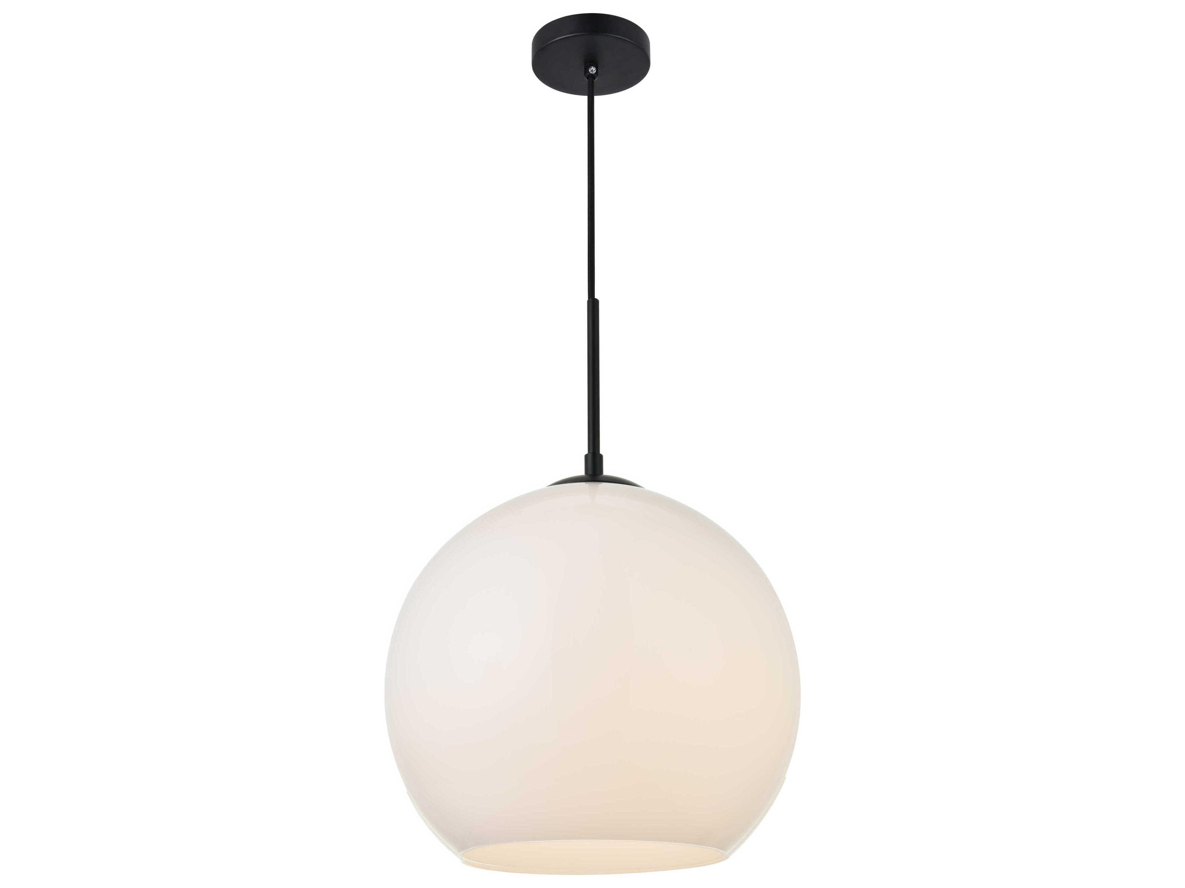 Elegant Lighting Baxter 1-Light Black And Frosted White Glass Globe Mini Pendant