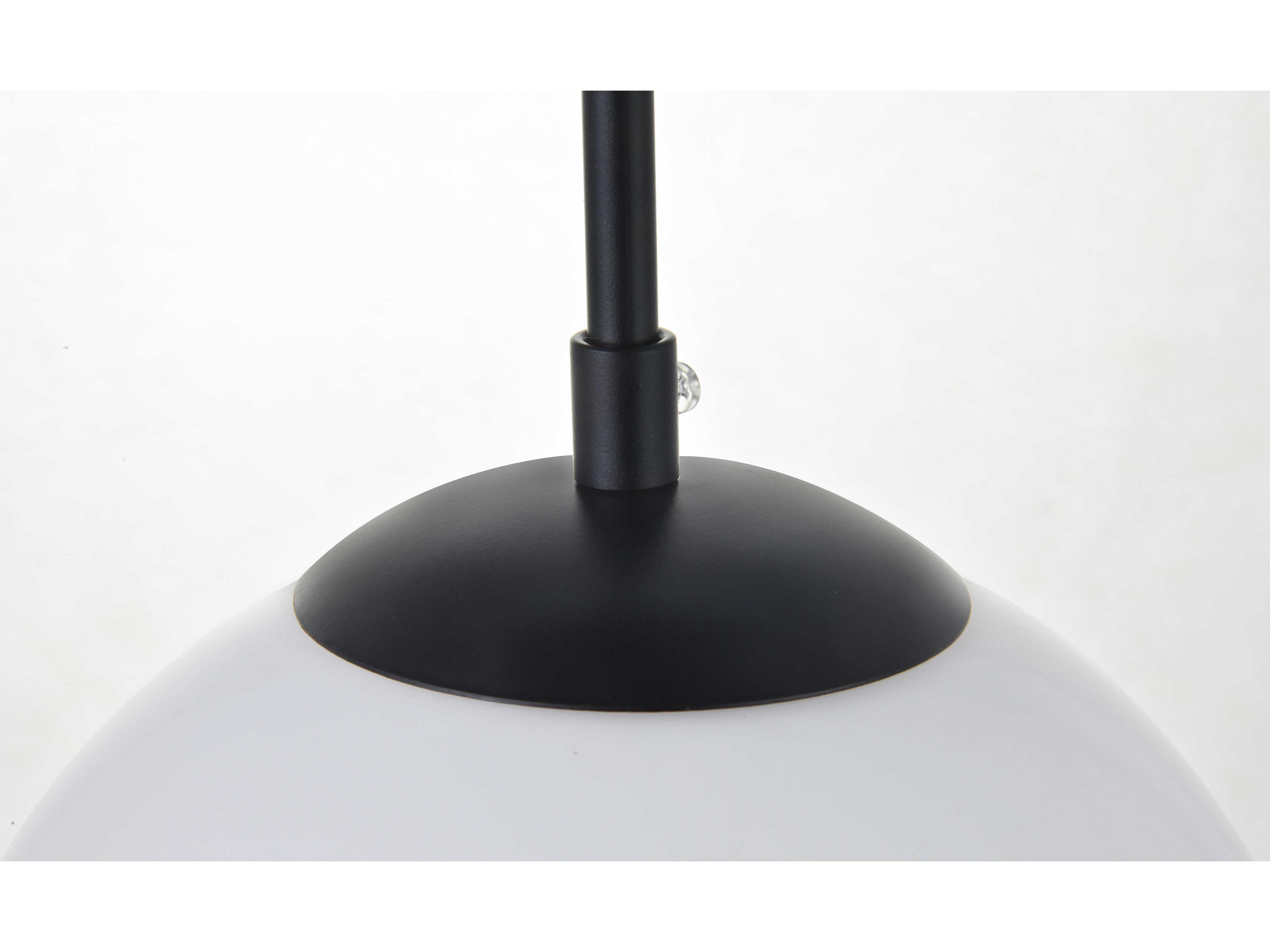 Elegant Lighting Baxter 1-Light Black And Frosted White Glass Globe Mini Pendant