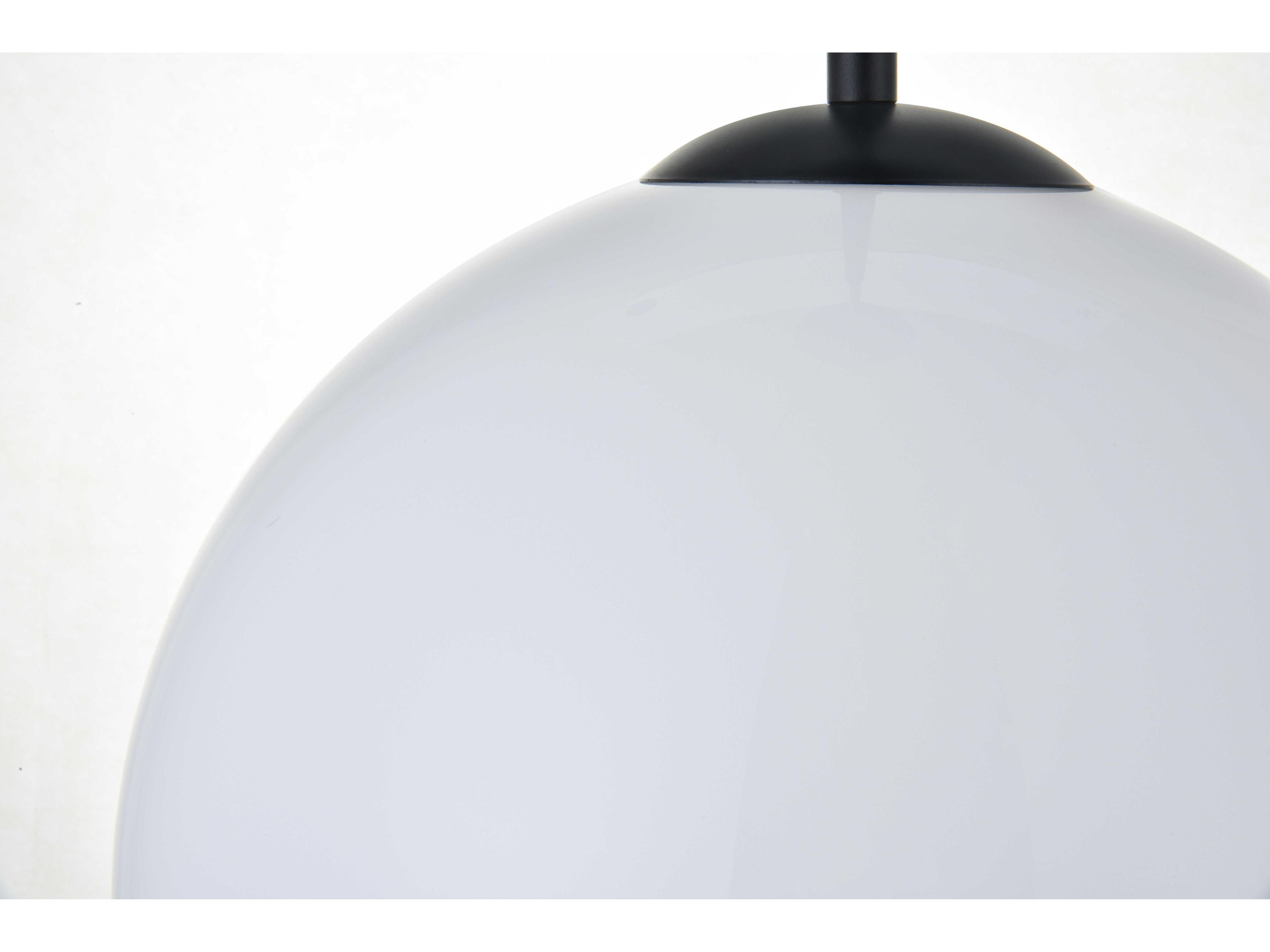 Elegant Lighting Baxter 1-Light Black And Frosted White Glass Globe Mini Pendant