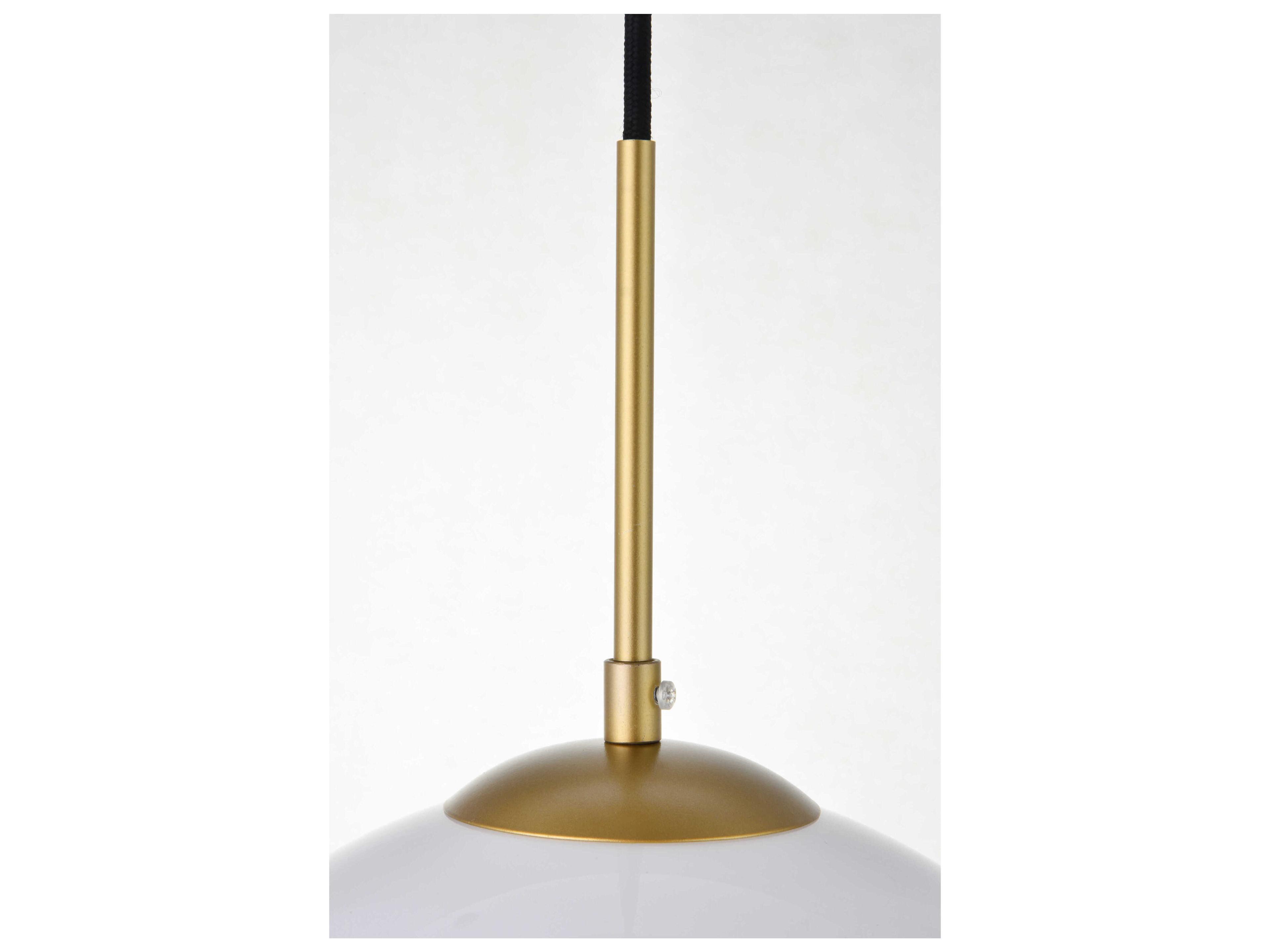 Elegant Lighting Baxter 1-Light Brass And Frosted White Glass Globe Mini Pendant