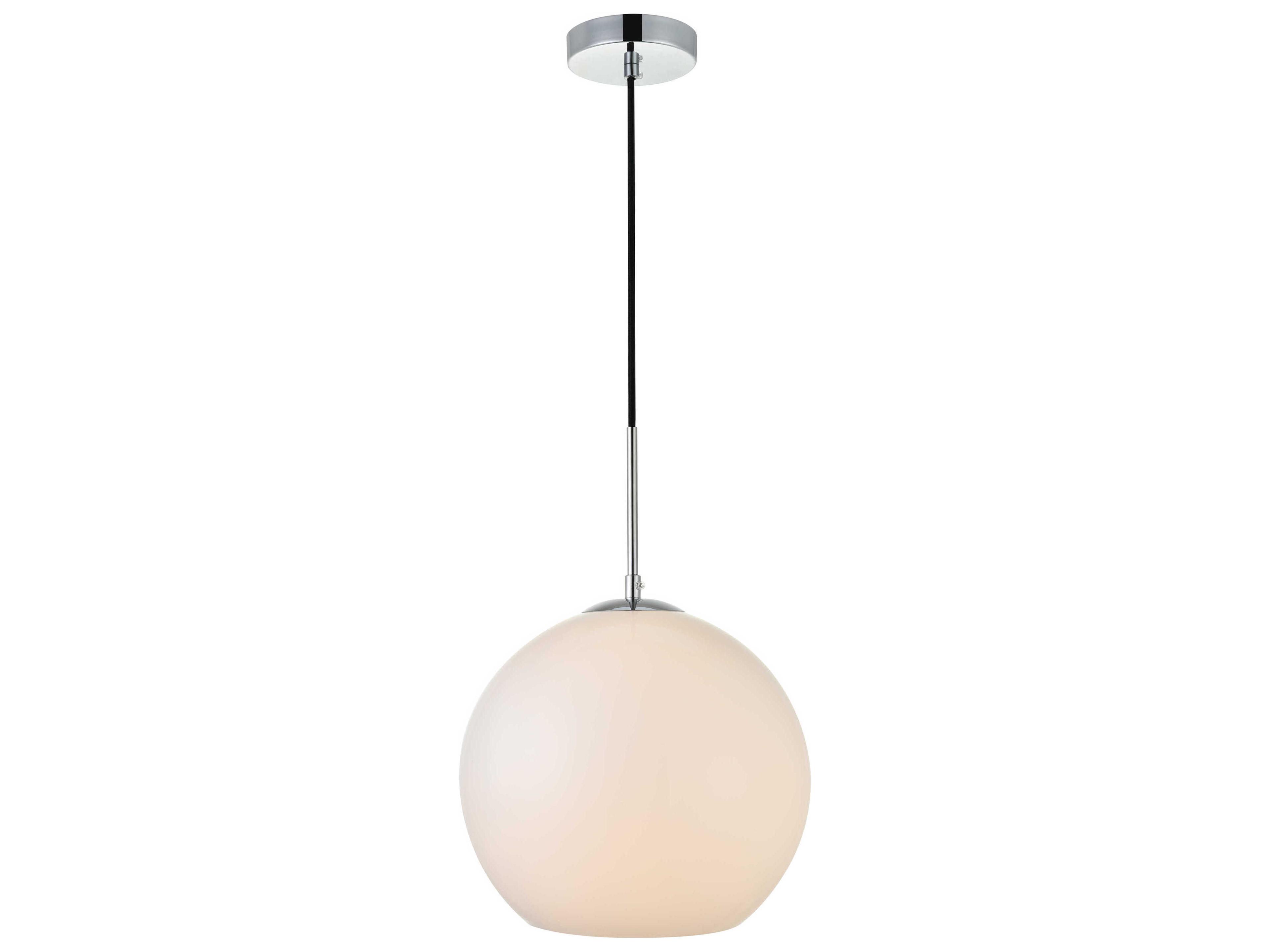 Elegant Lighting Baxter 1-Light Chrome And Frosted White Glass Globe Mini Pendant
