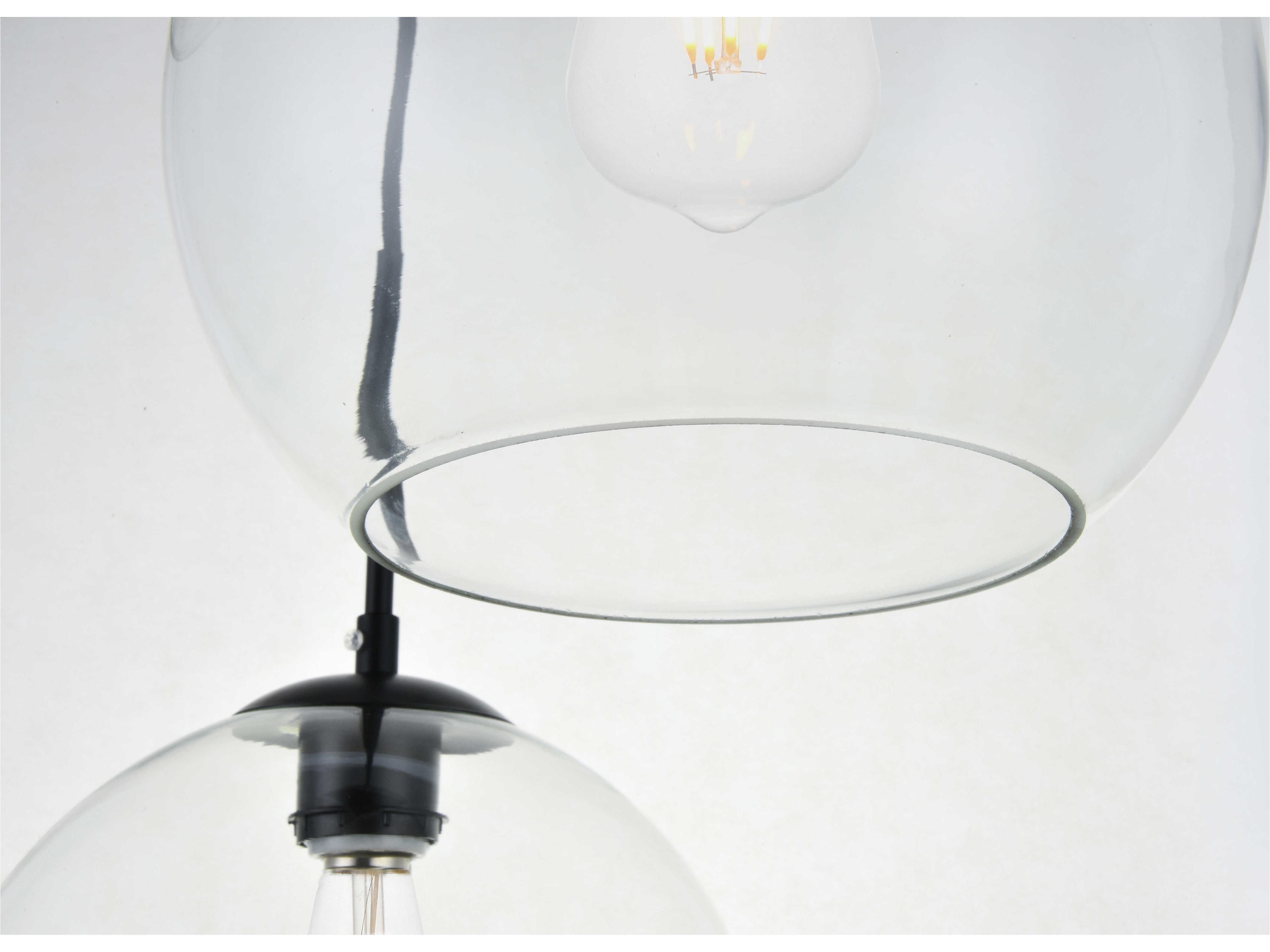 Elegant Lighting Baxter 5-Light Black And Clear Glass Globe Pendant