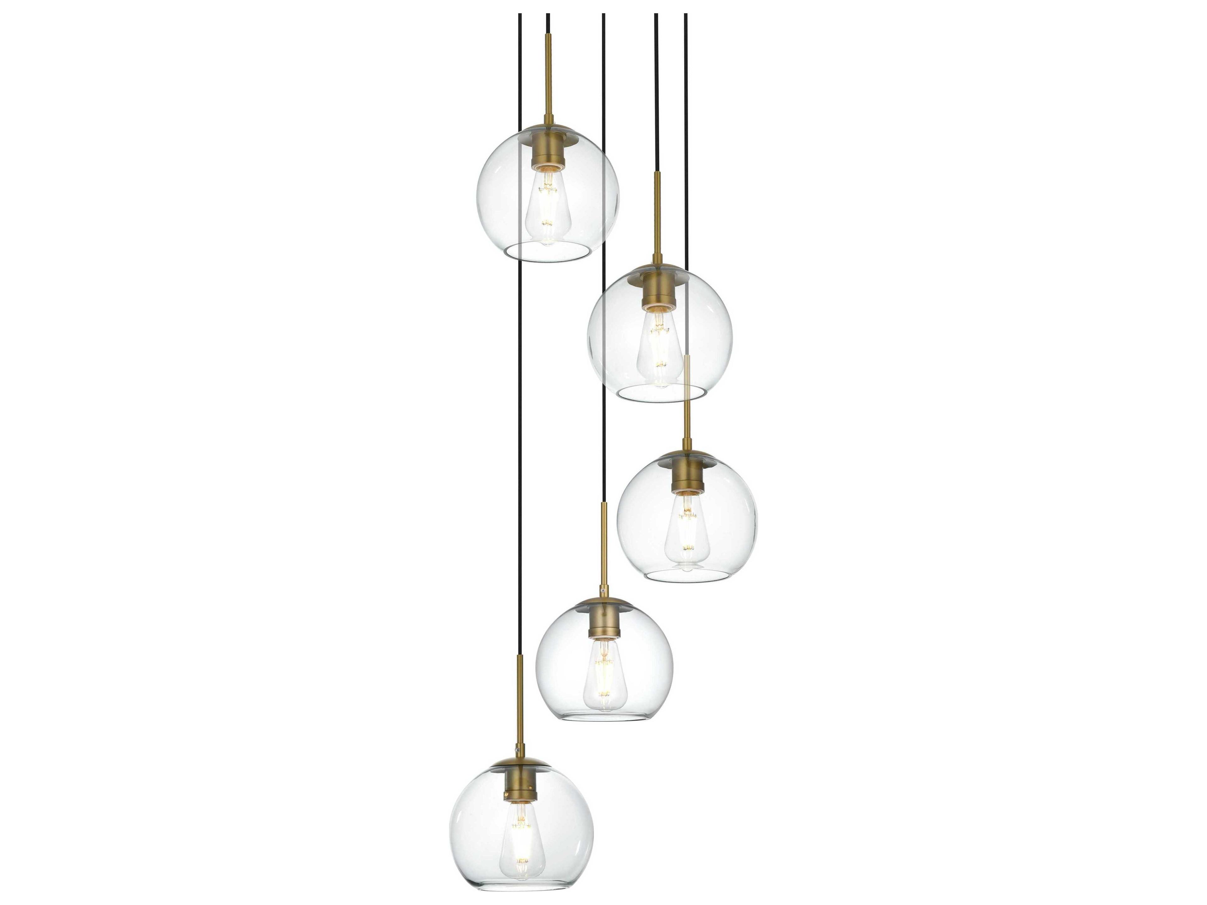 Elegant Lighting Baxter 5-Light Satin Gold Globe Pendant