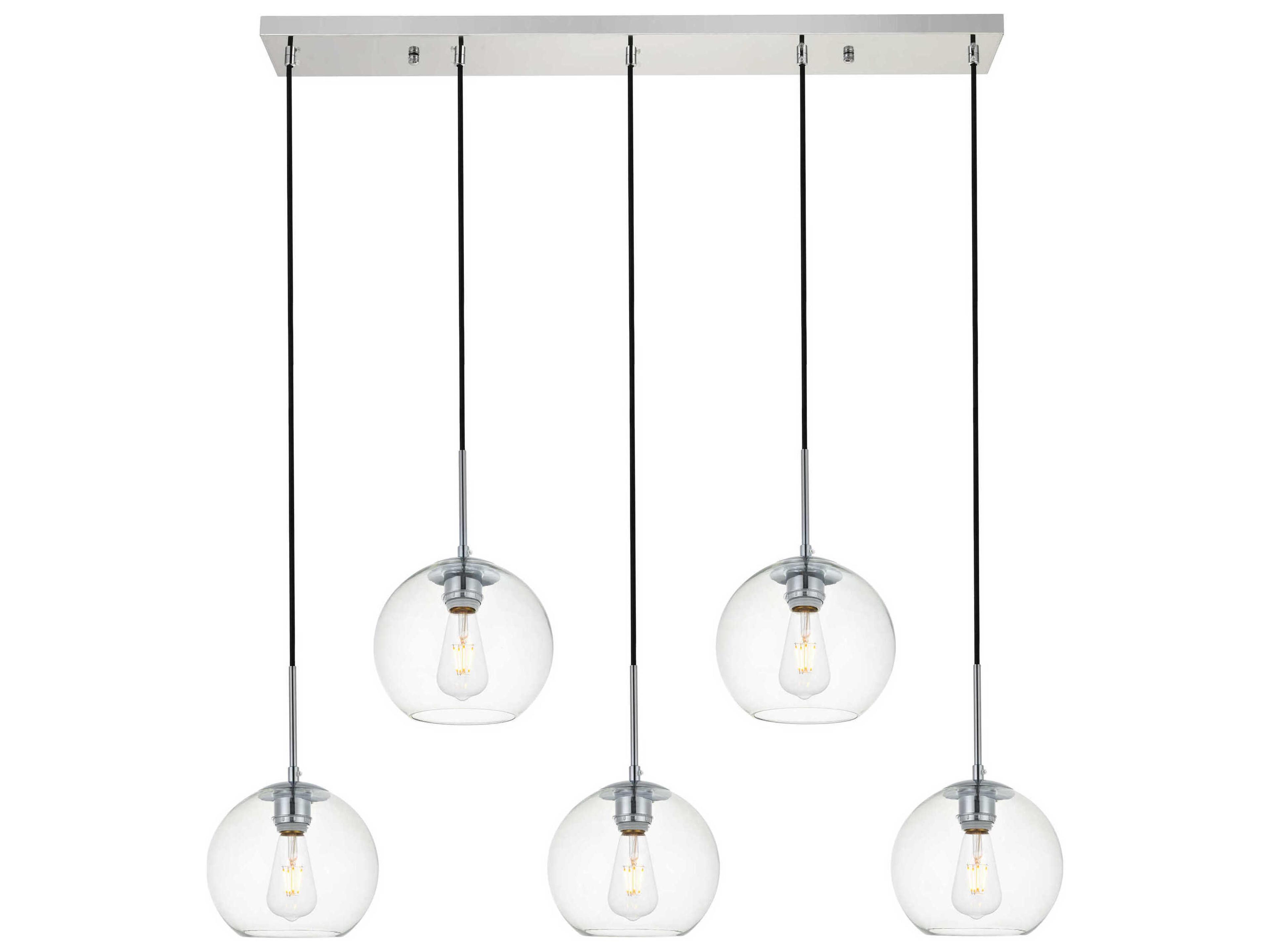 Elegant Lighting Baxter 5-Light Chrome And Clear Glass Globe Island Pendant