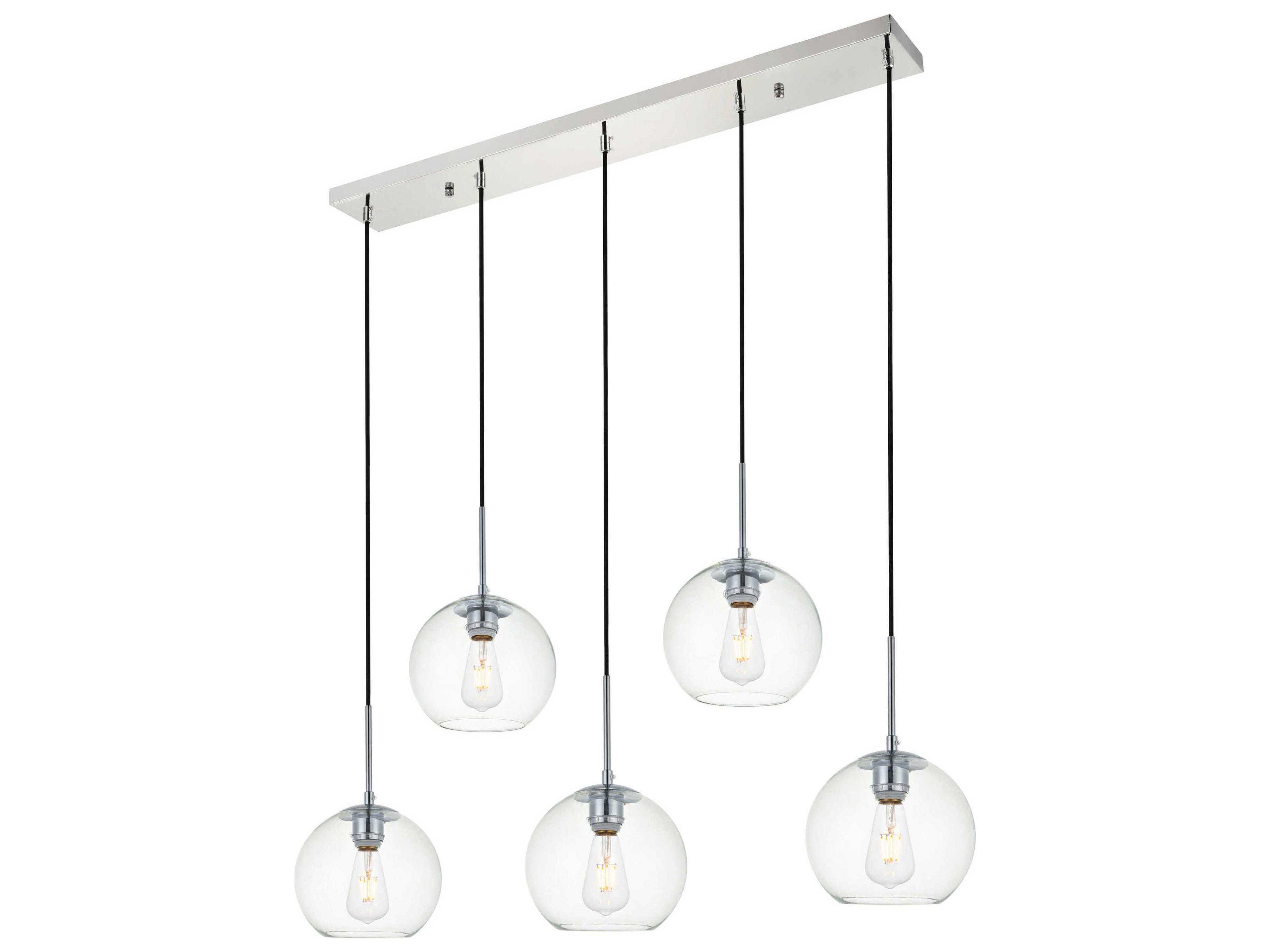 Elegant Lighting Baxter 5-Light Chrome And Clear Glass Globe Island Pendant