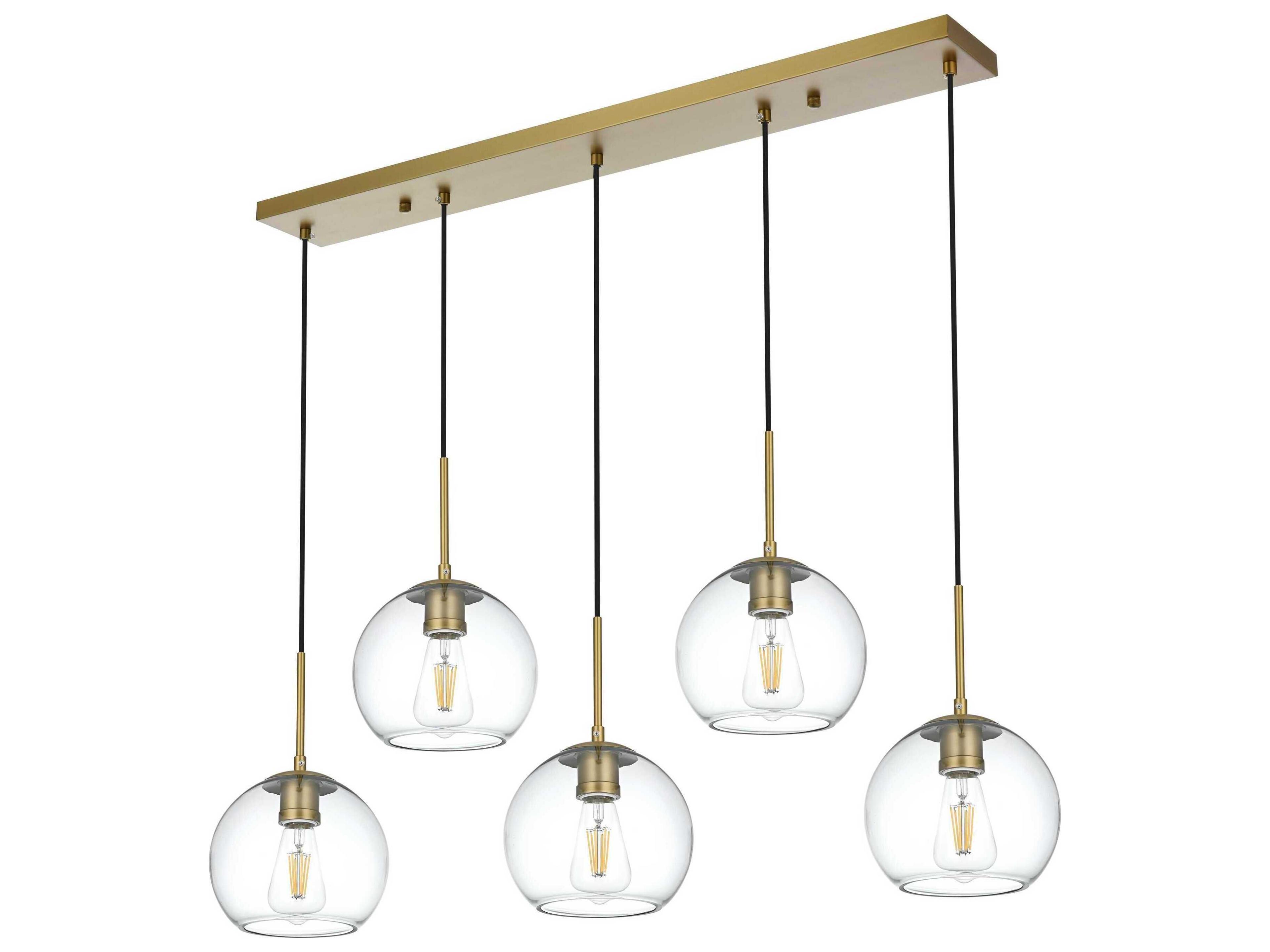 Elegant Lighting Baxter 5-Light Satin Gold Globe Island Pendant