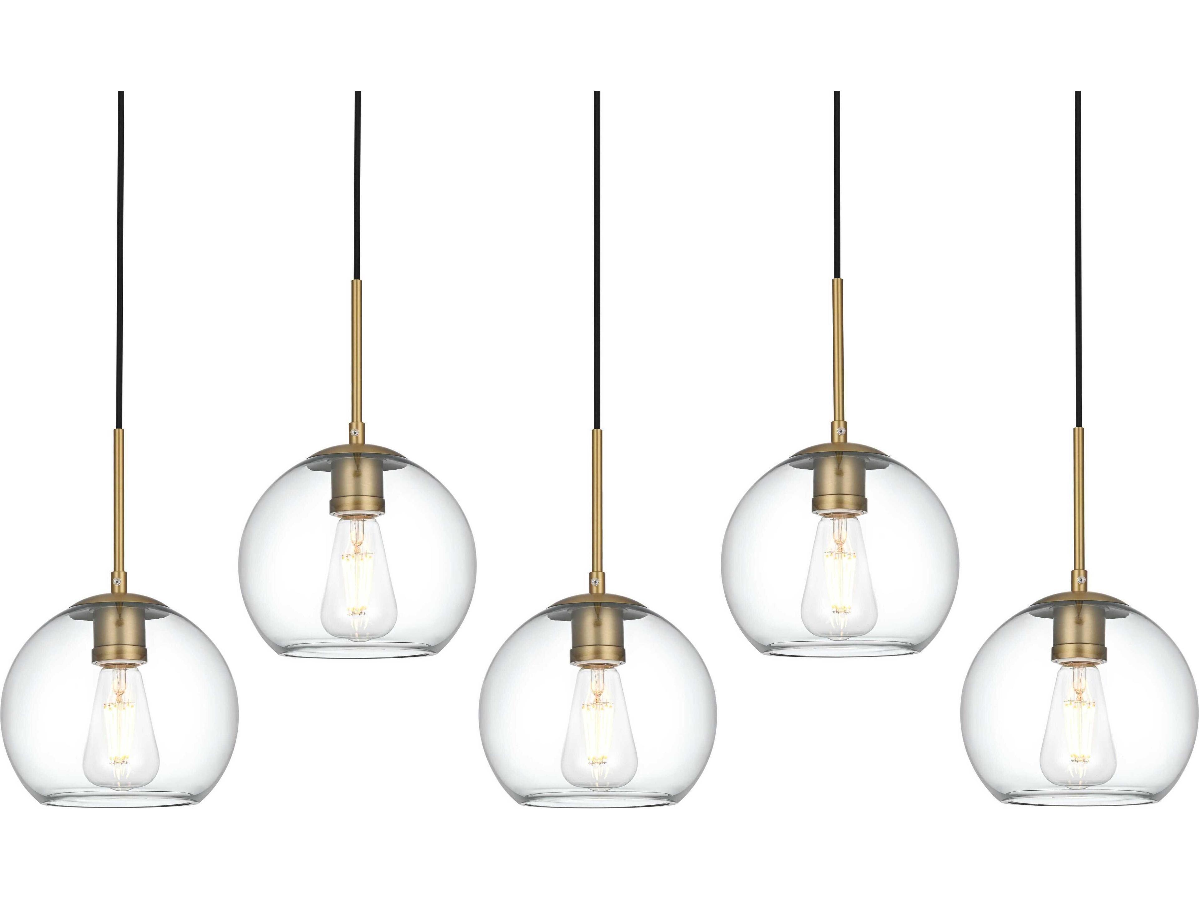 Elegant Lighting Baxter 5-Light Satin Gold Globe Island Pendant