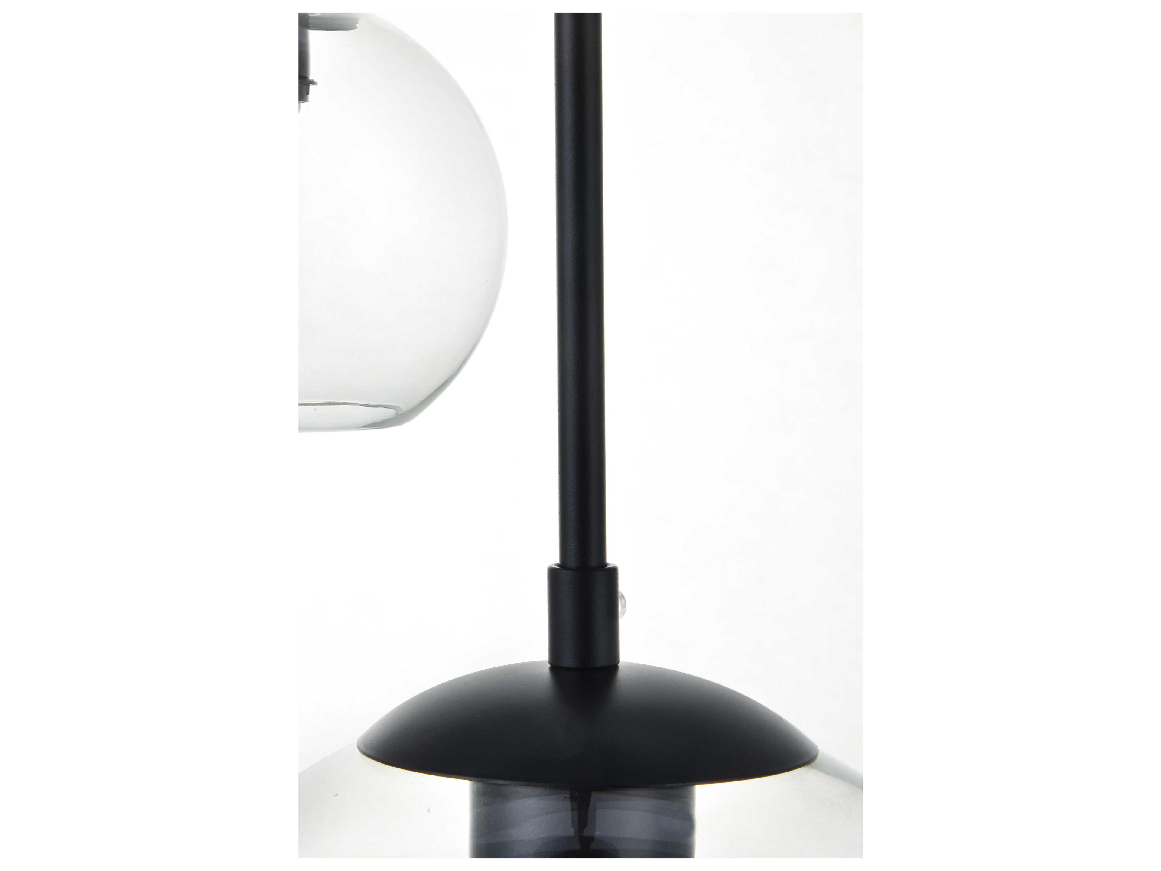 Elegant Lighting Baxter 7-Light Black And Clear Glass Globe Island Pendant