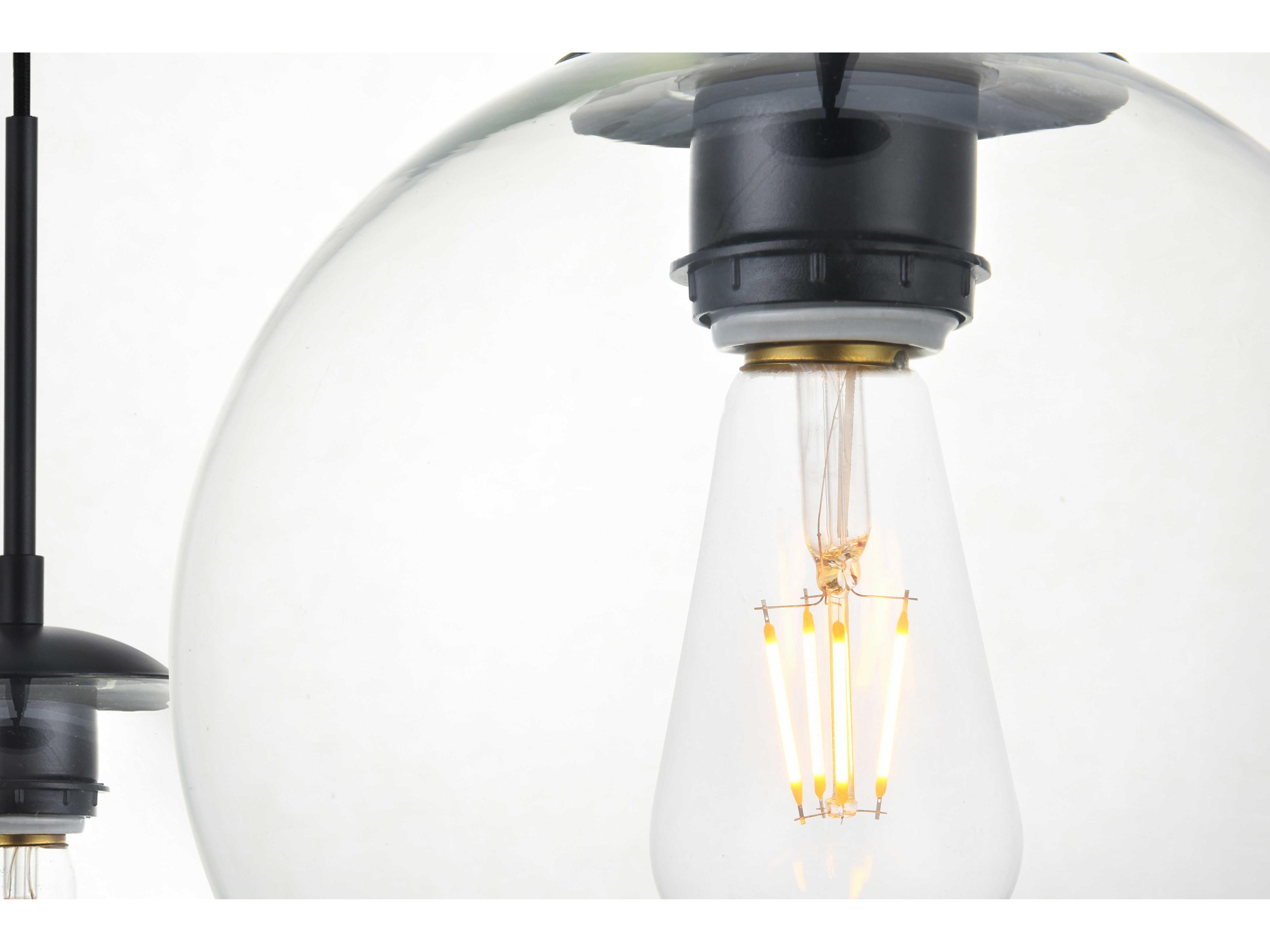 Elegant Lighting Baxter 7-Light Black And Clear Glass Globe Island Pendant